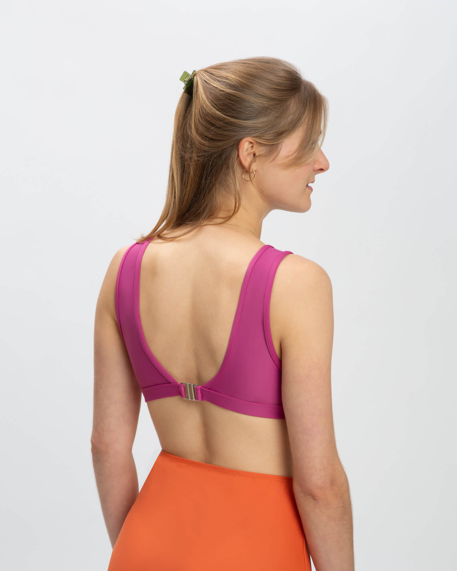 Purple nylon bikini top from Matona