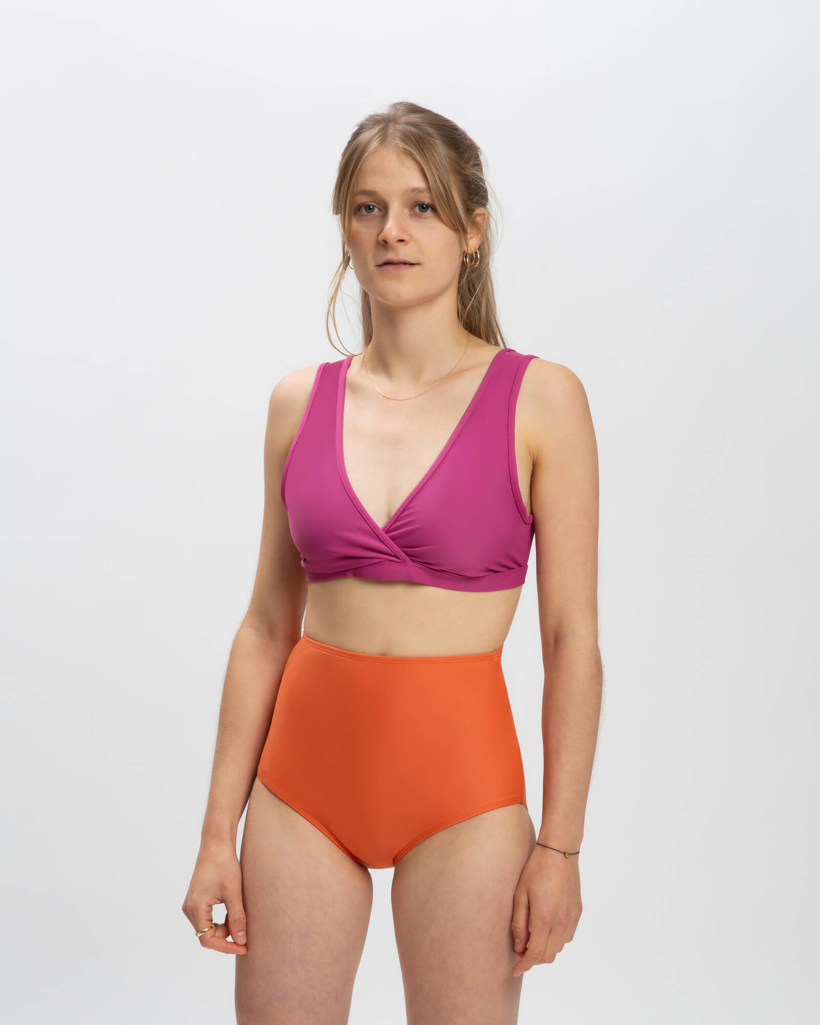 Purple nylon bikini top from Matona