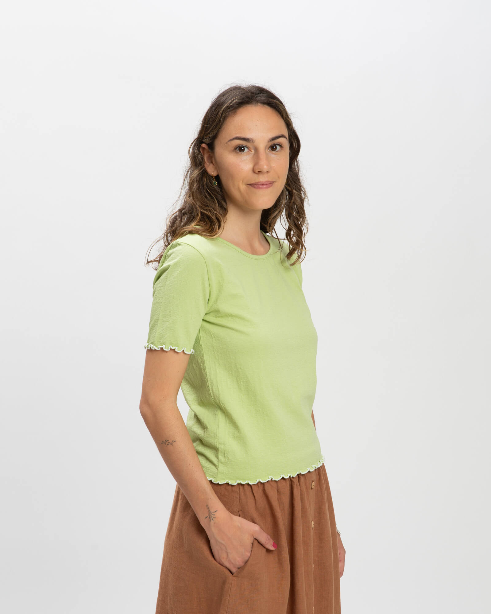Hellgrünes T-Shirt Curly aus Jacquard-Jersey von Matona