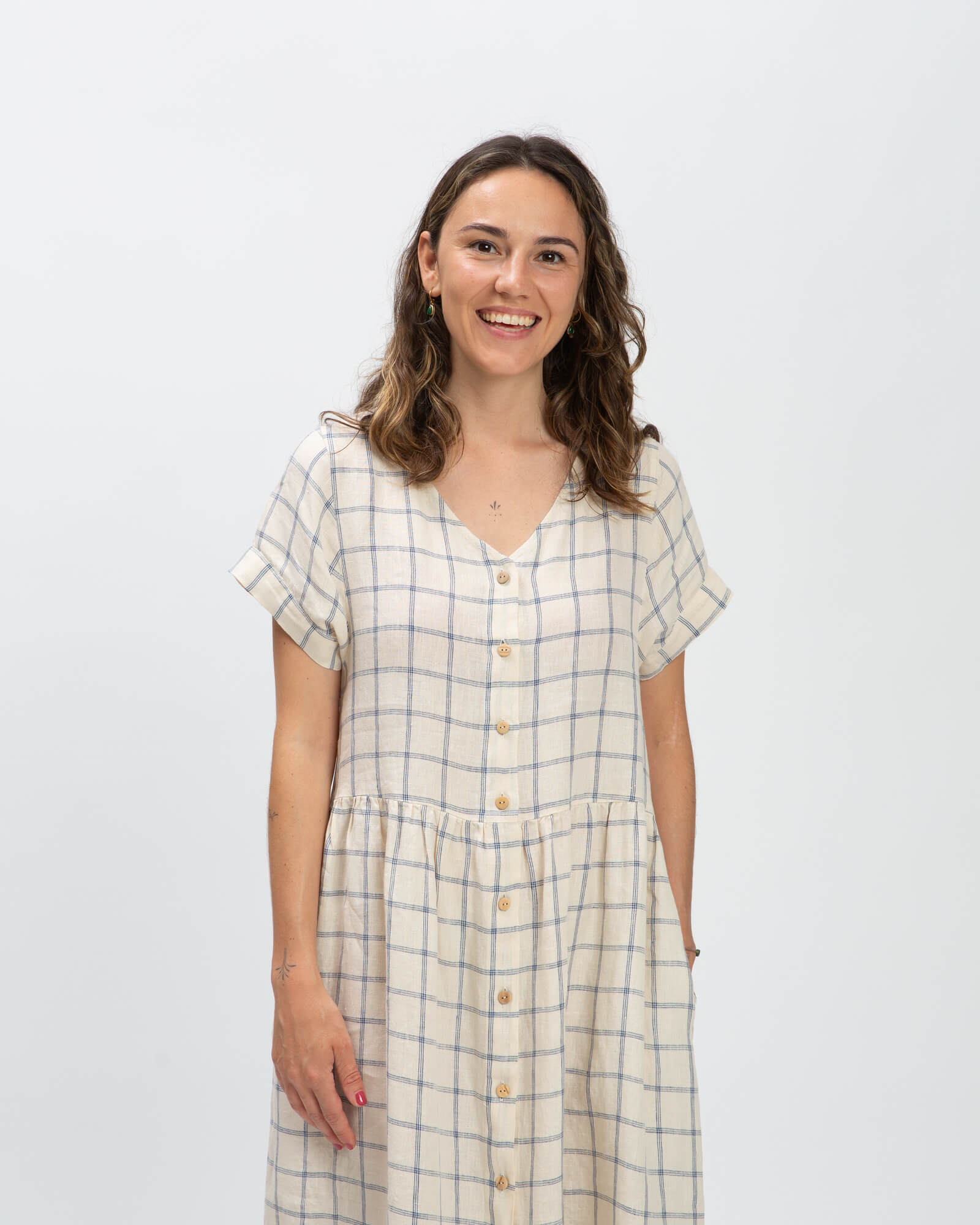 Robe midi en lin blanc de Matona