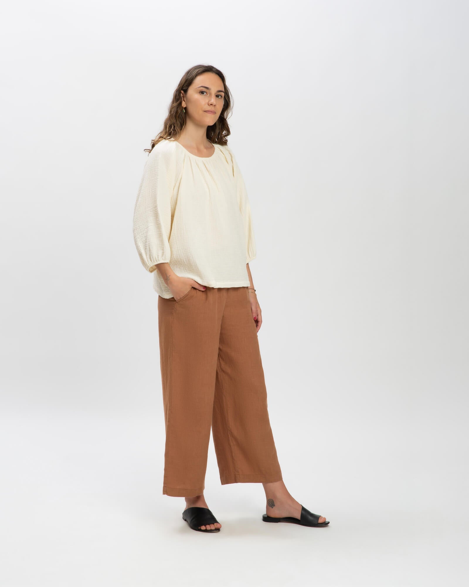 Chemisier écru en mousseline 100% coton de Matona