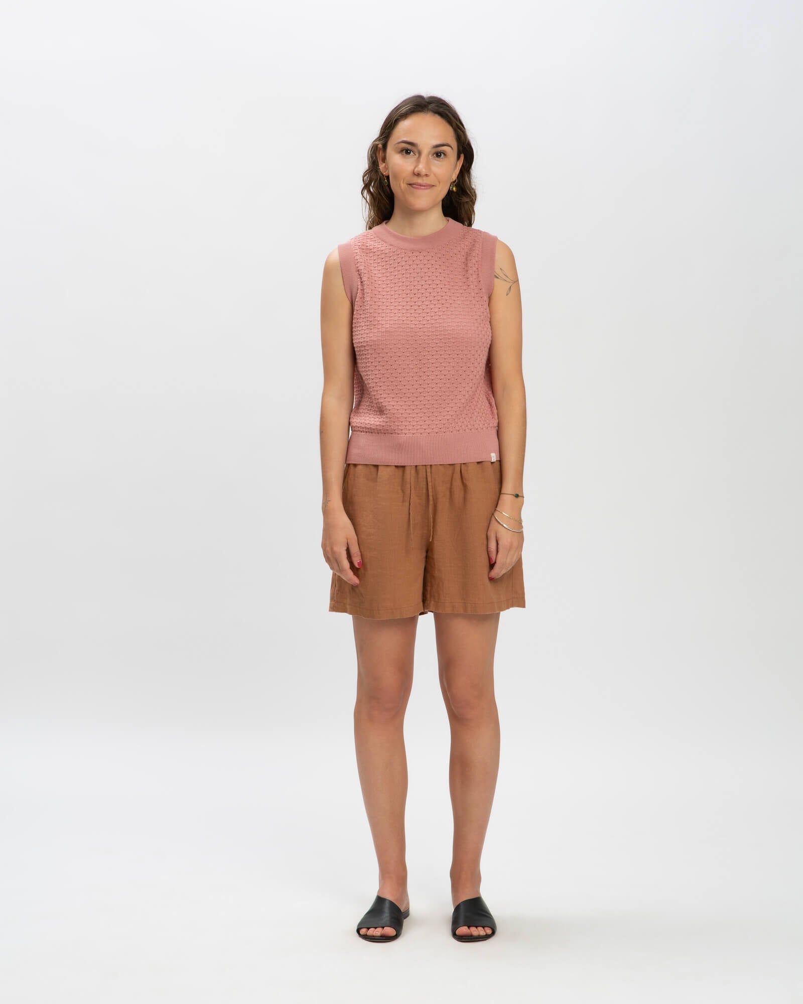 Brown linen shorts from Matona