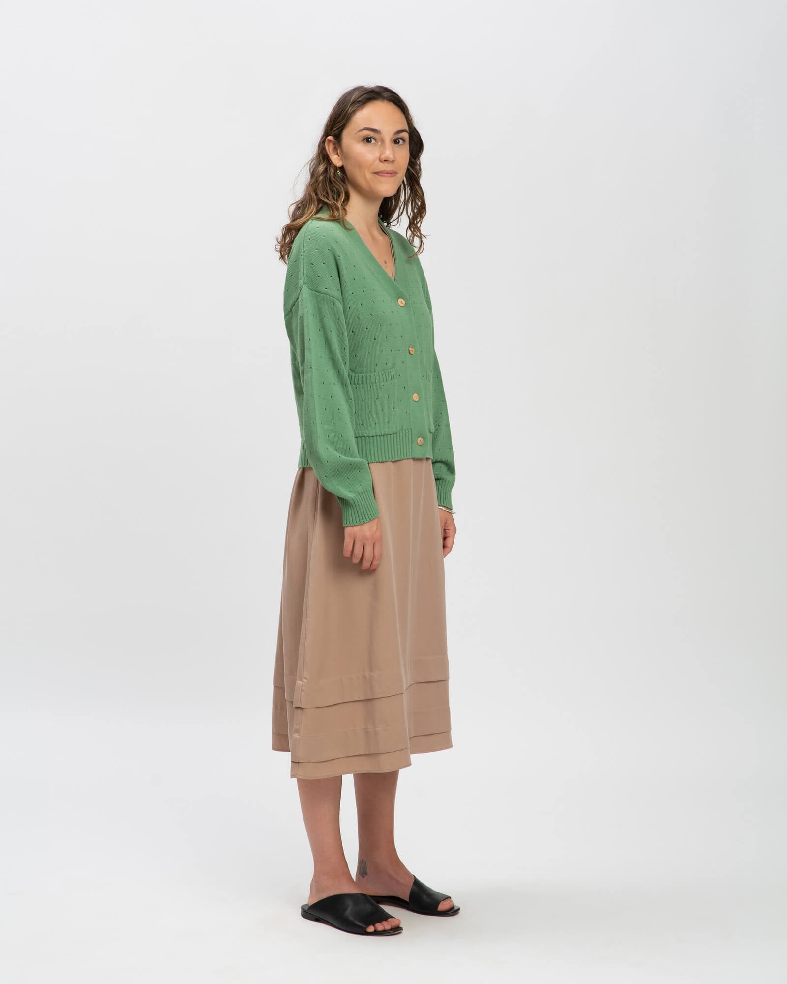 Green cardigan Spring made of 100% cotton by Matona