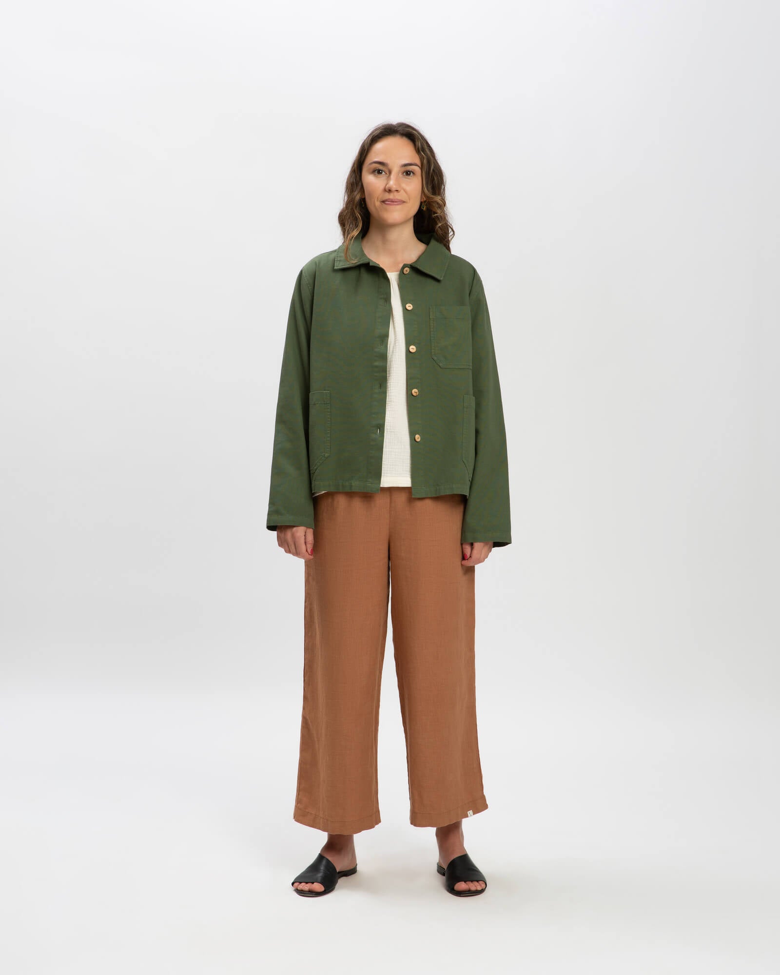 Grüne Twilljacke aus 100% Bio-Baumwolle von Matona