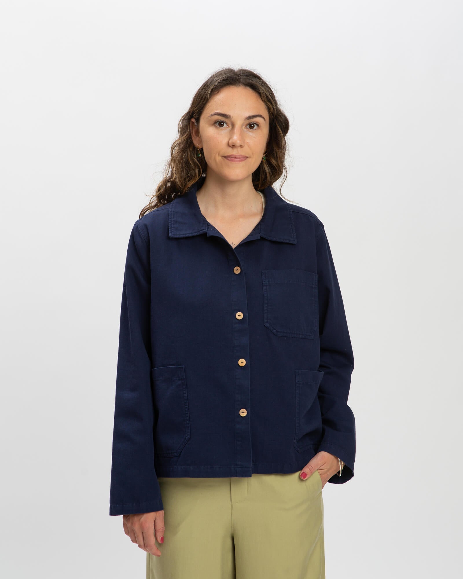 Blaue Twilljacke aus 100% Bio- Baumwolle von Matona