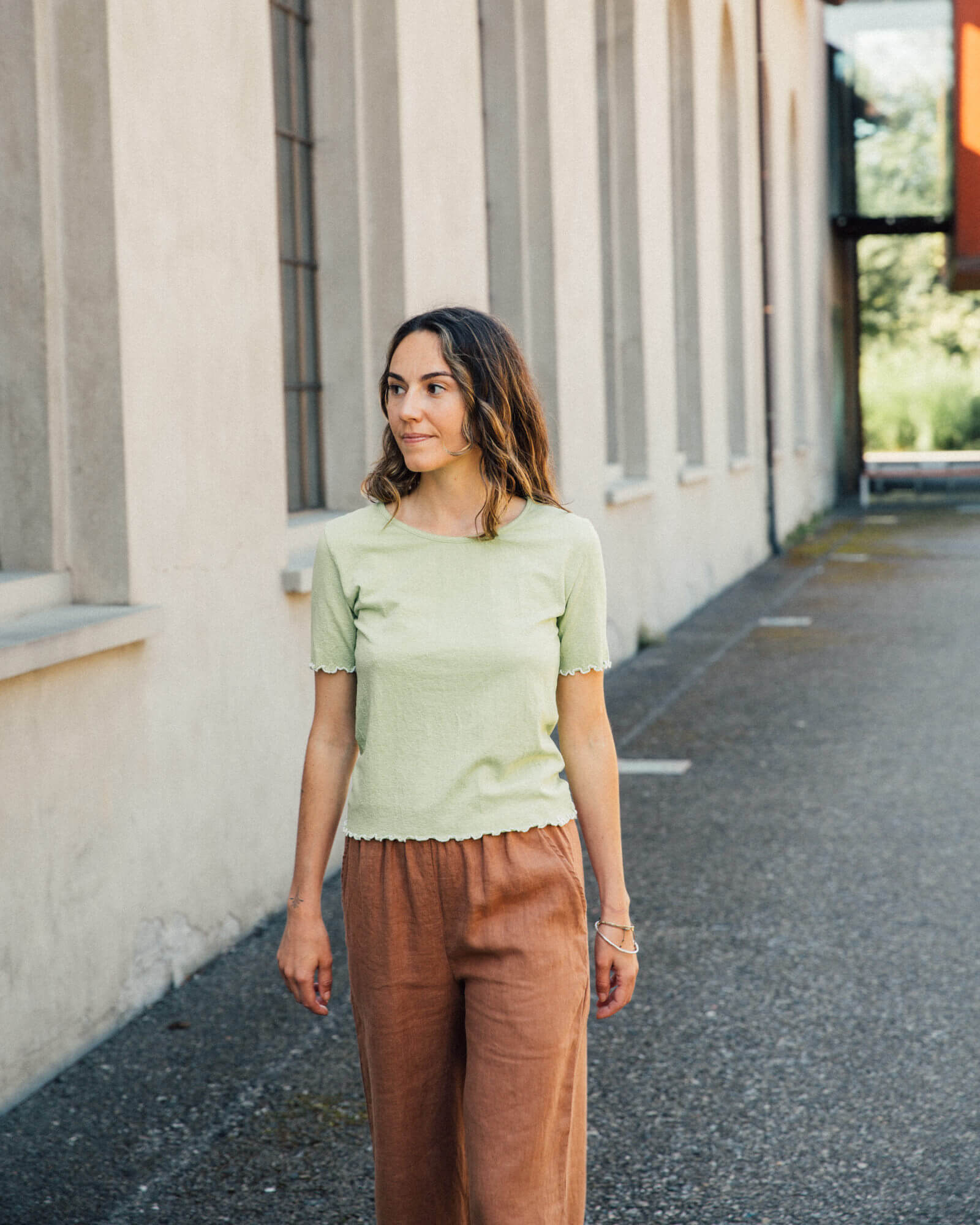 Hellgrünes T-Shirt Curly aus Jacquard-Jersey von Matona