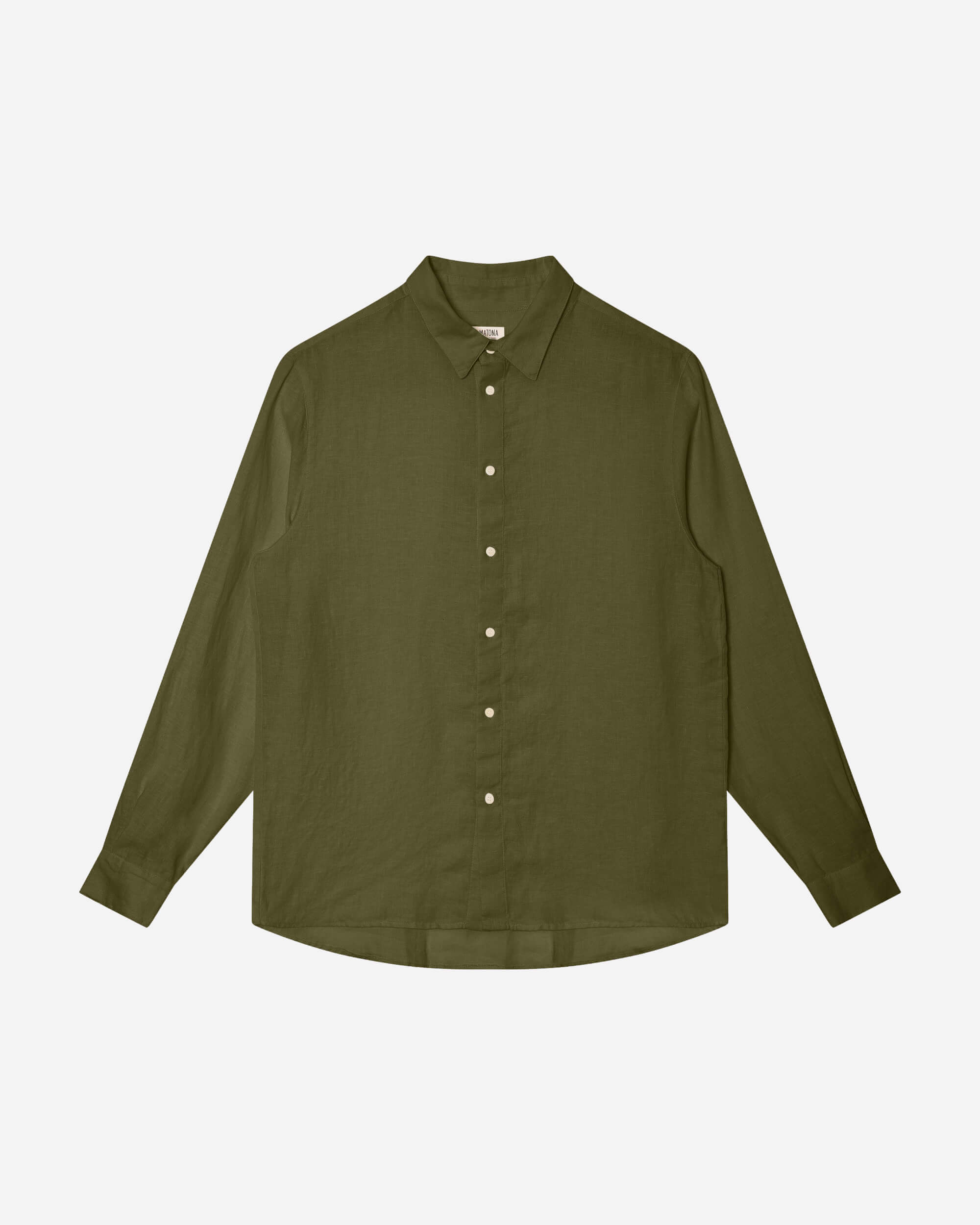 Chemise vert olive 100 % lin de la marque Matona