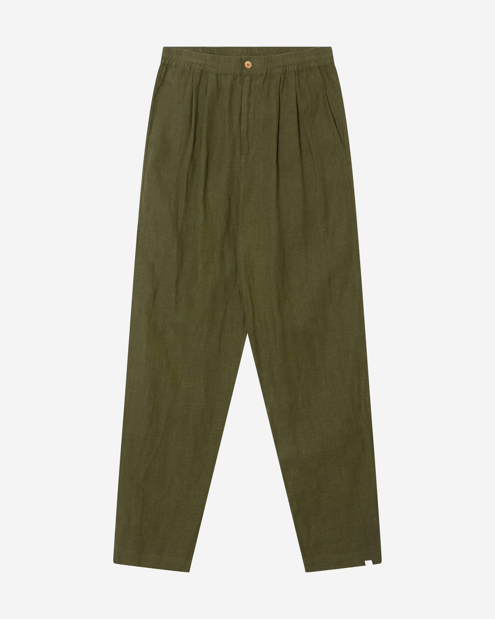 Pantalon en lin vert olive 100 % pur de la marque Matona