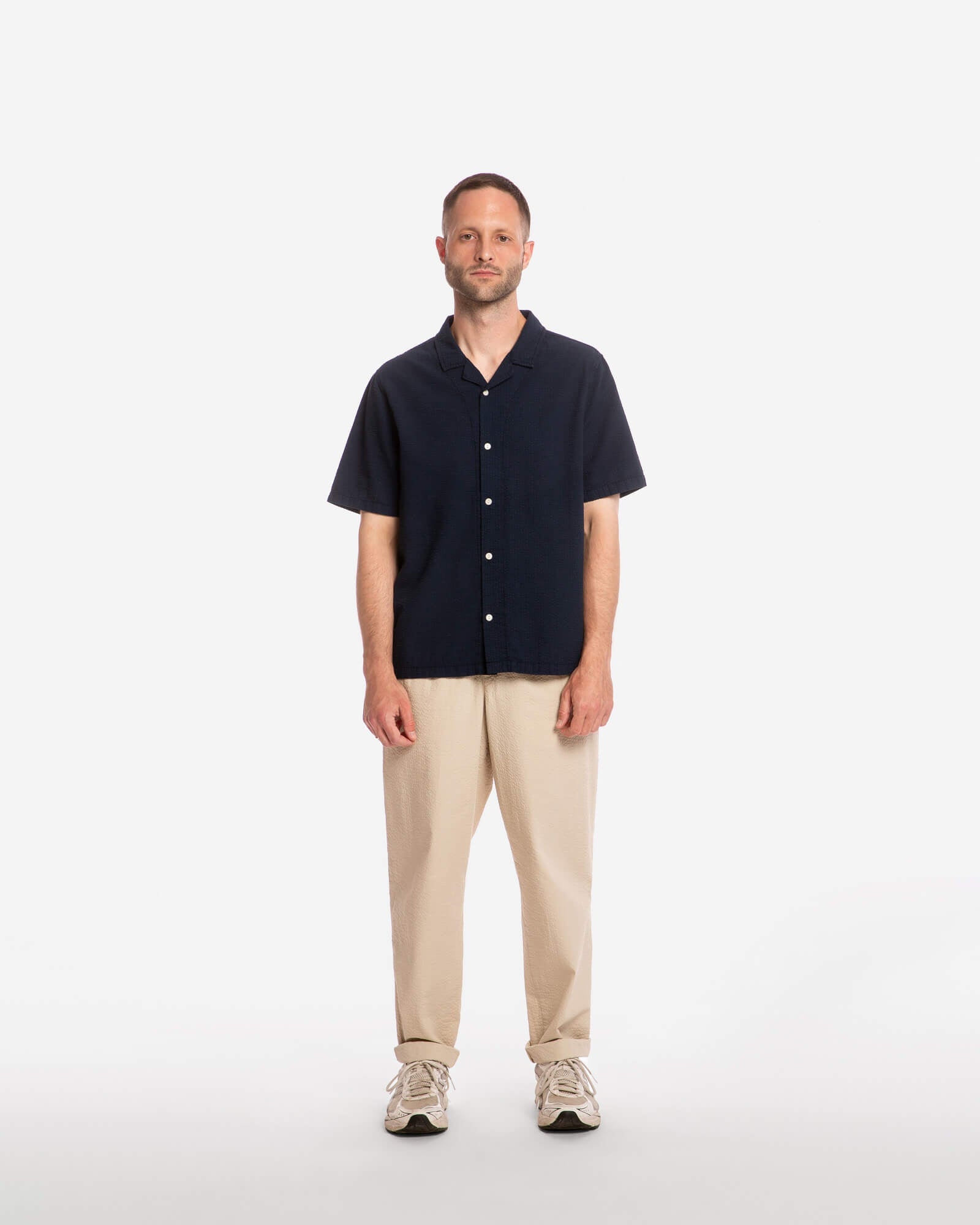 Dark blue bowling shirt made from 100% organic cotton by Matona