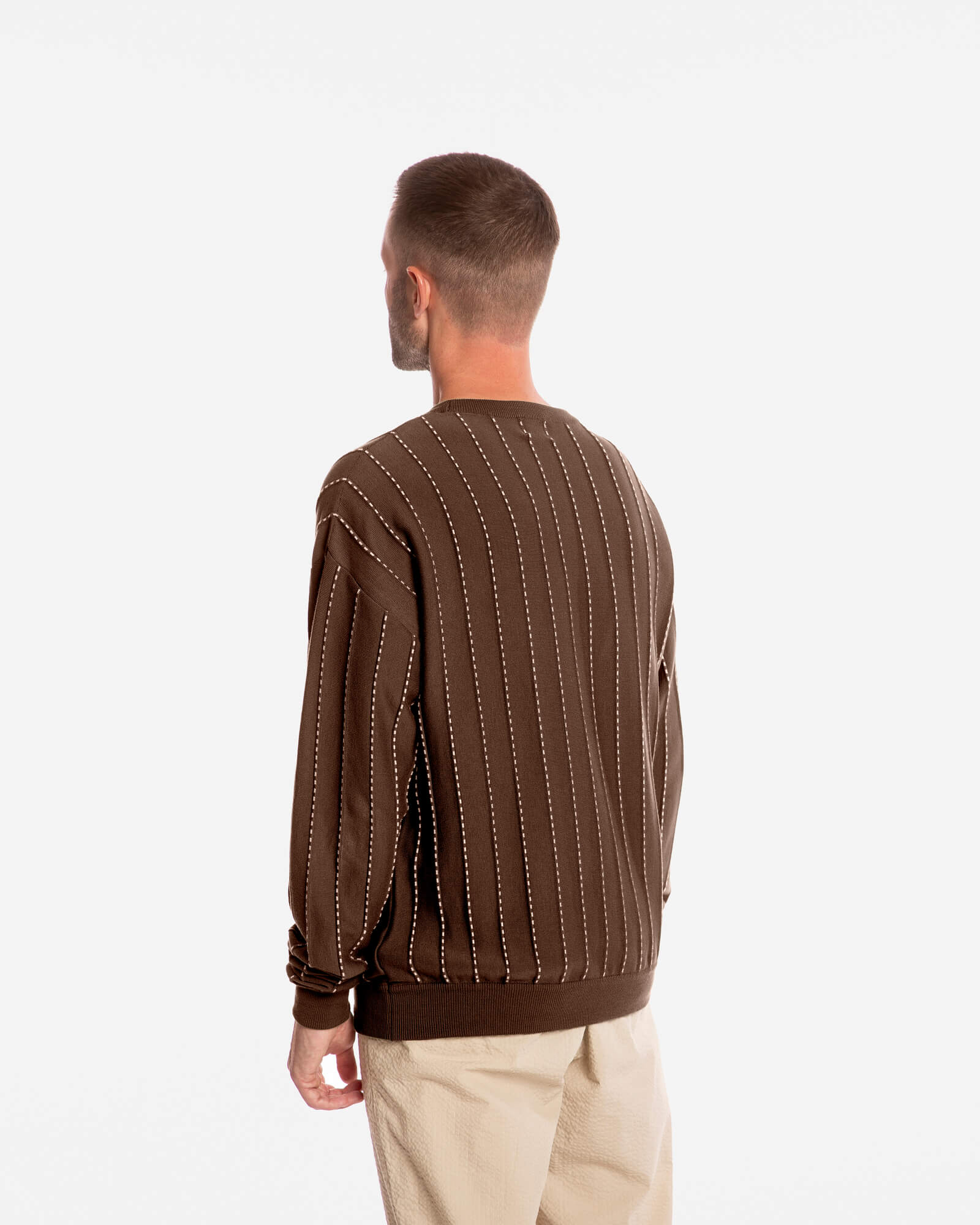 Pull Field marron en maille, 100 % coton biologique, de la marque Matona.