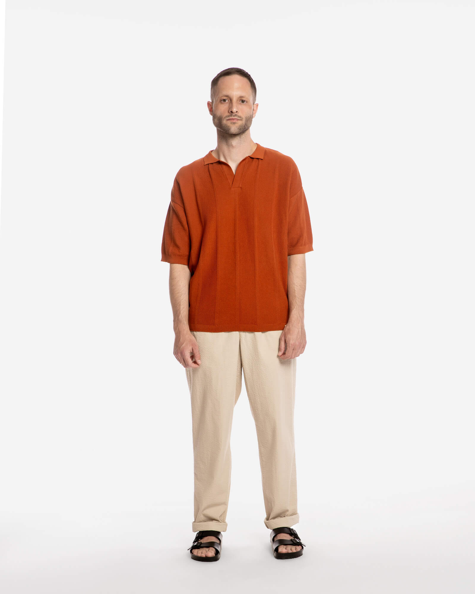 Red polo shirt made from 100% organic cotton by Matona