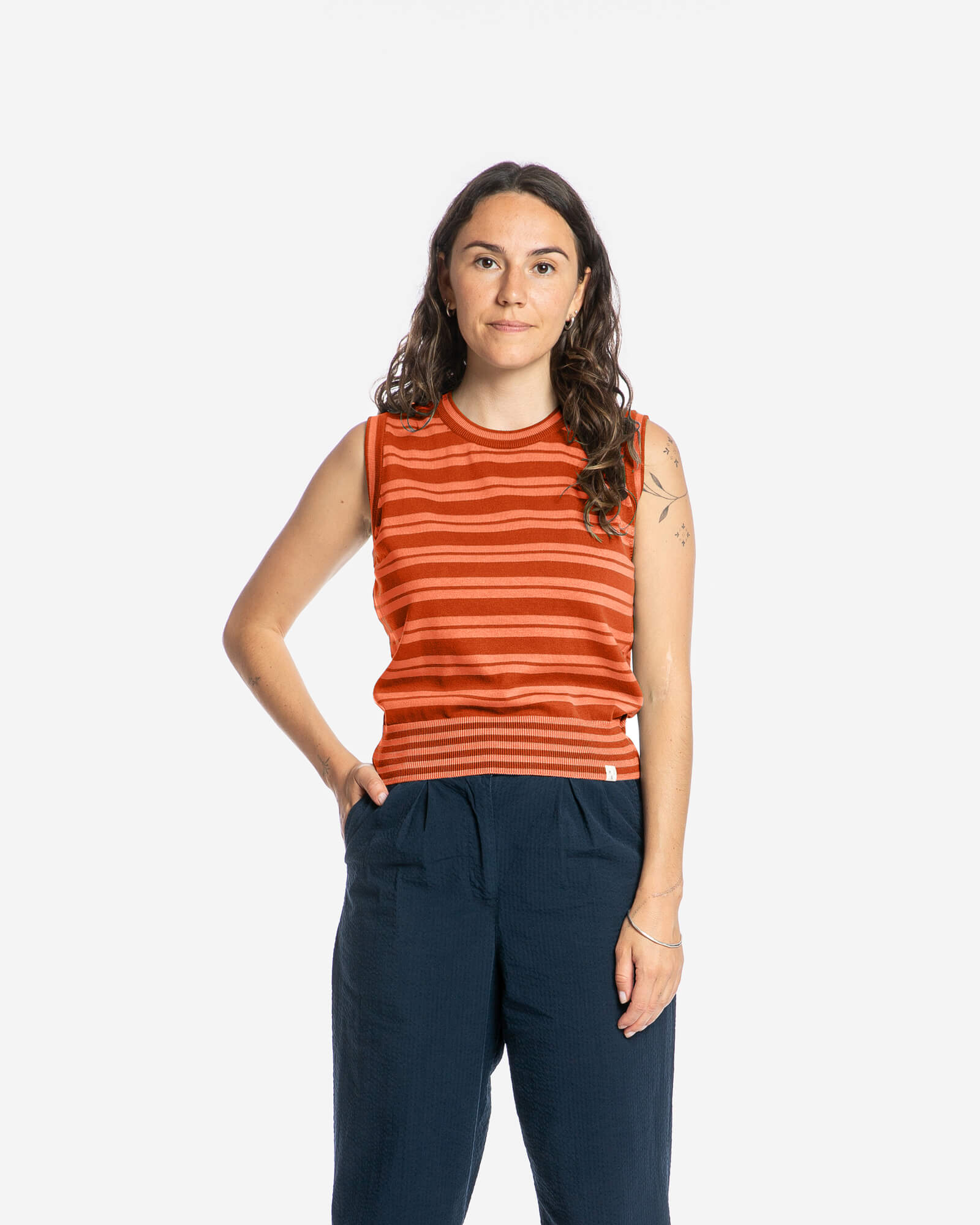 Rotes Gestreiftes Top aus Bio-Baumwolle von Matona