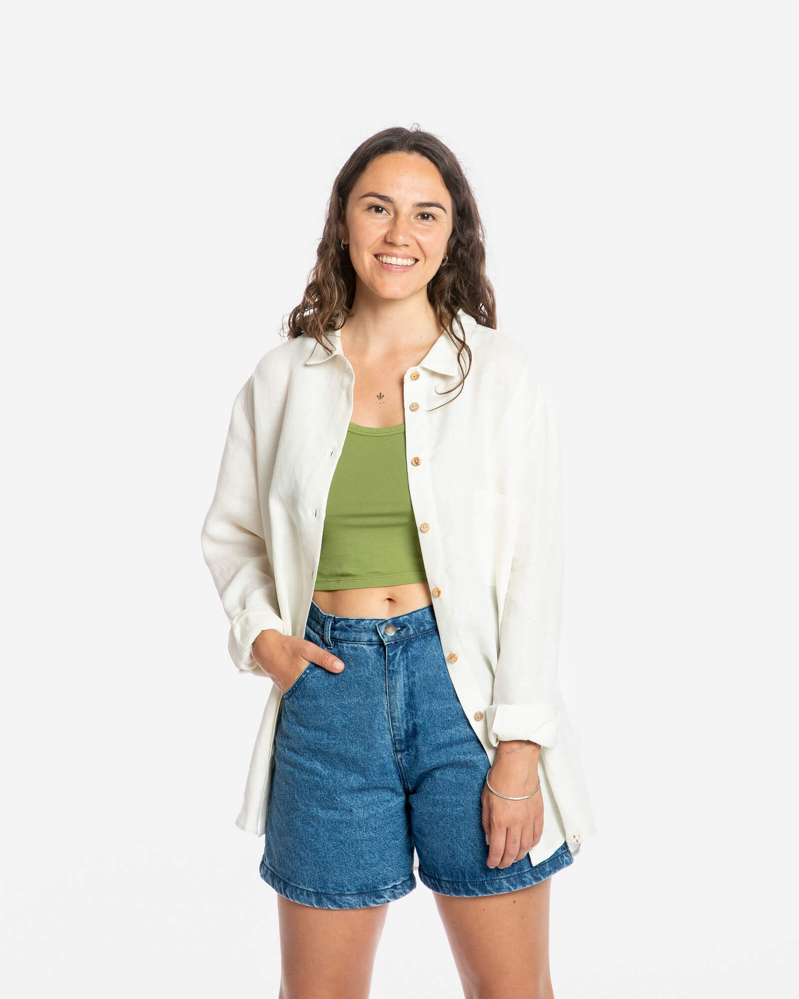 Weisse Leinenhemd aus 100% Leinen von Matona