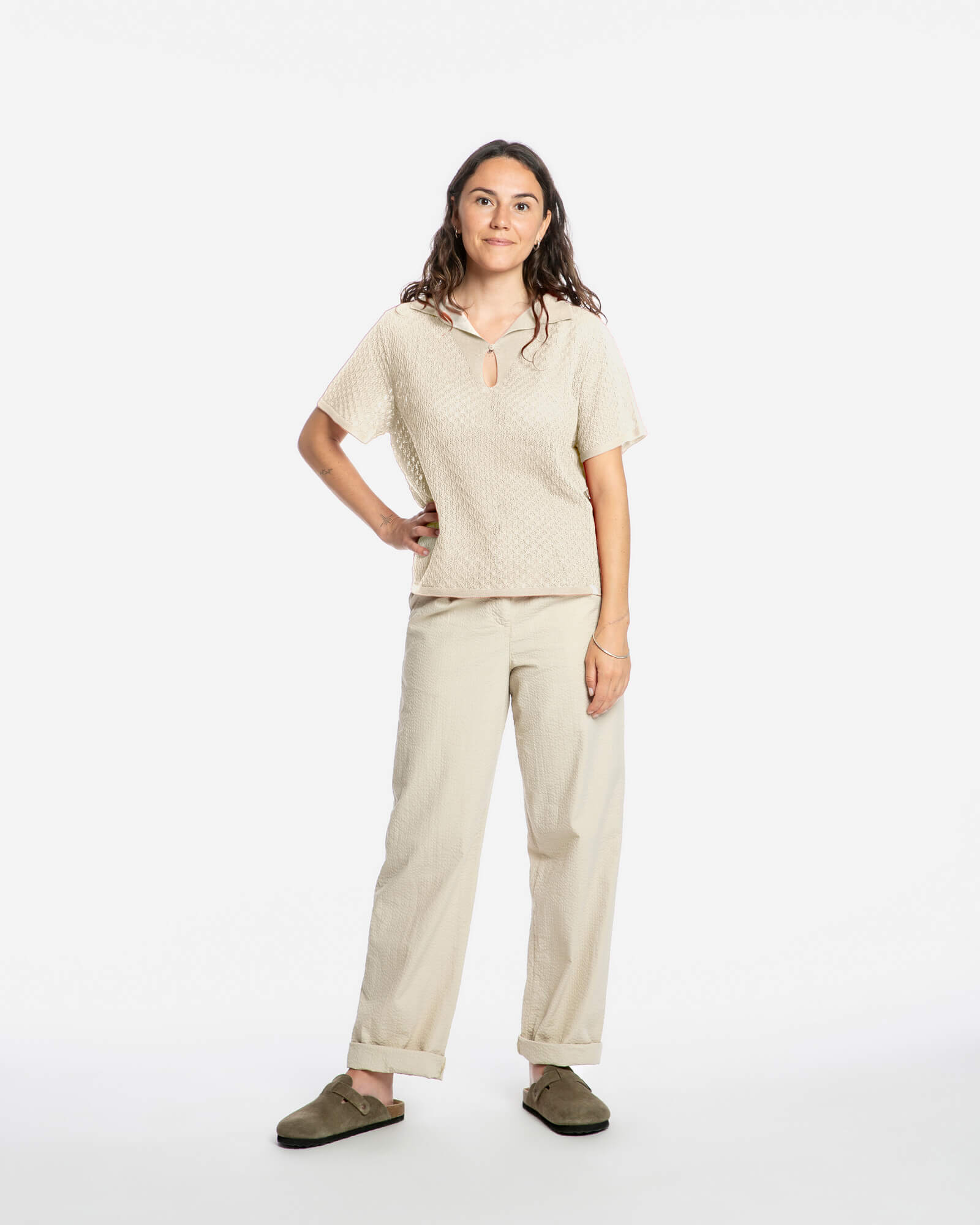 Beige Bluse Pointelle aus 100% Bio-Baumwolle von Matona