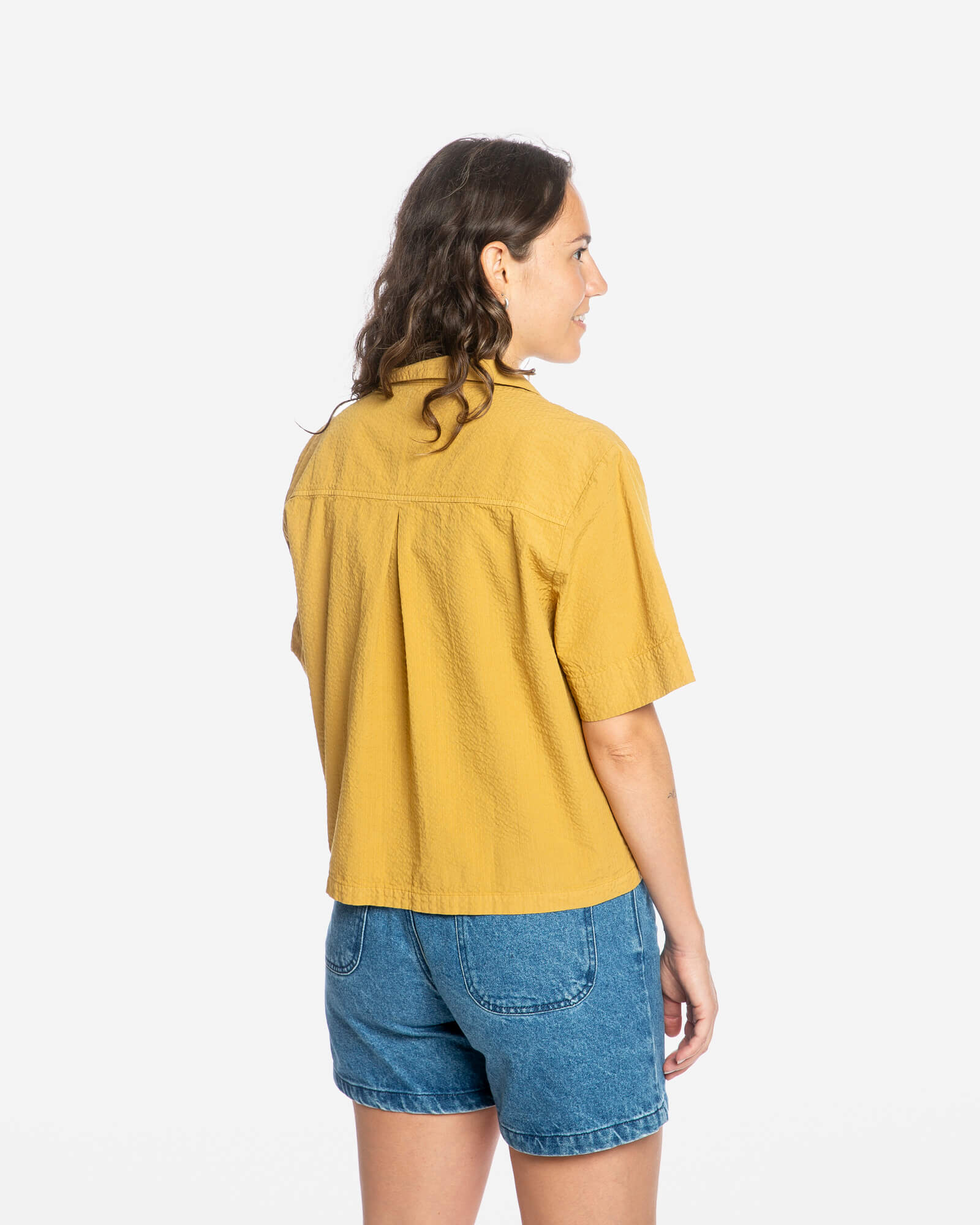 Gelbe Bluse aus Seersucker-Material von Matona