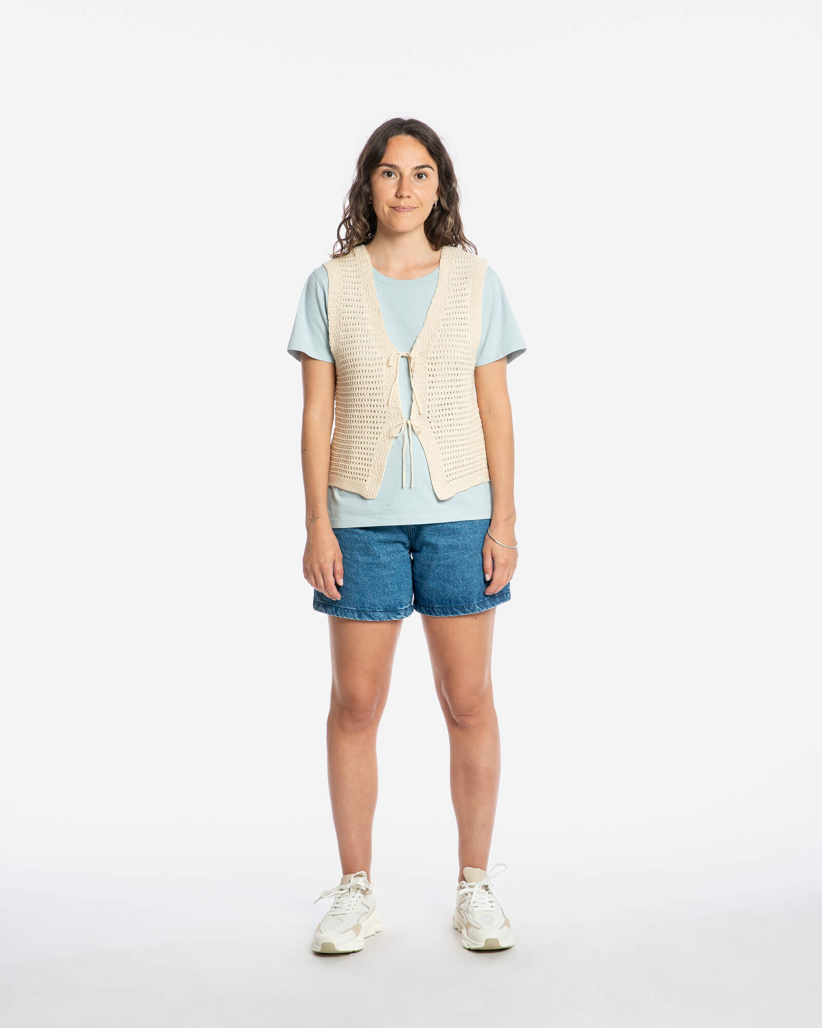 Beige Strickweste Tie aus 100% Bio-Baumwolle von Matona