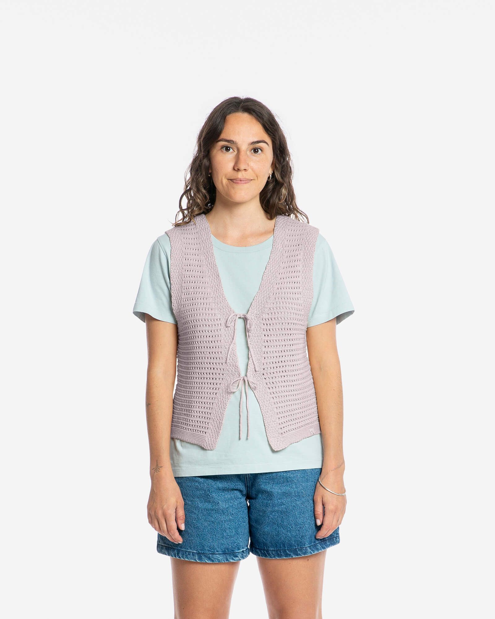 Lila Strickweste Tie aus 100% Bio-Baumwolle von Matona