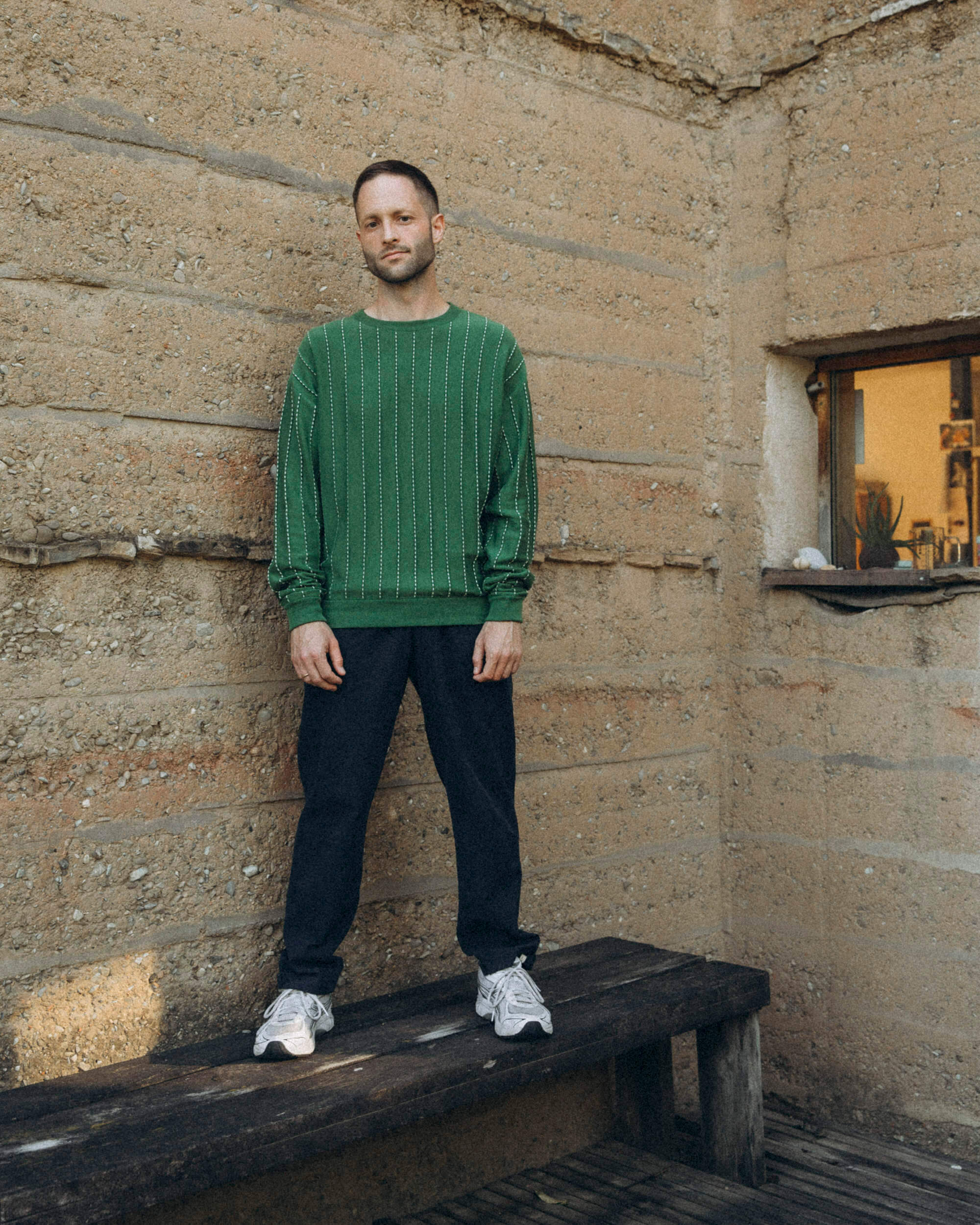 Green knitted sweater Field made from 100% organic cotton by Matona