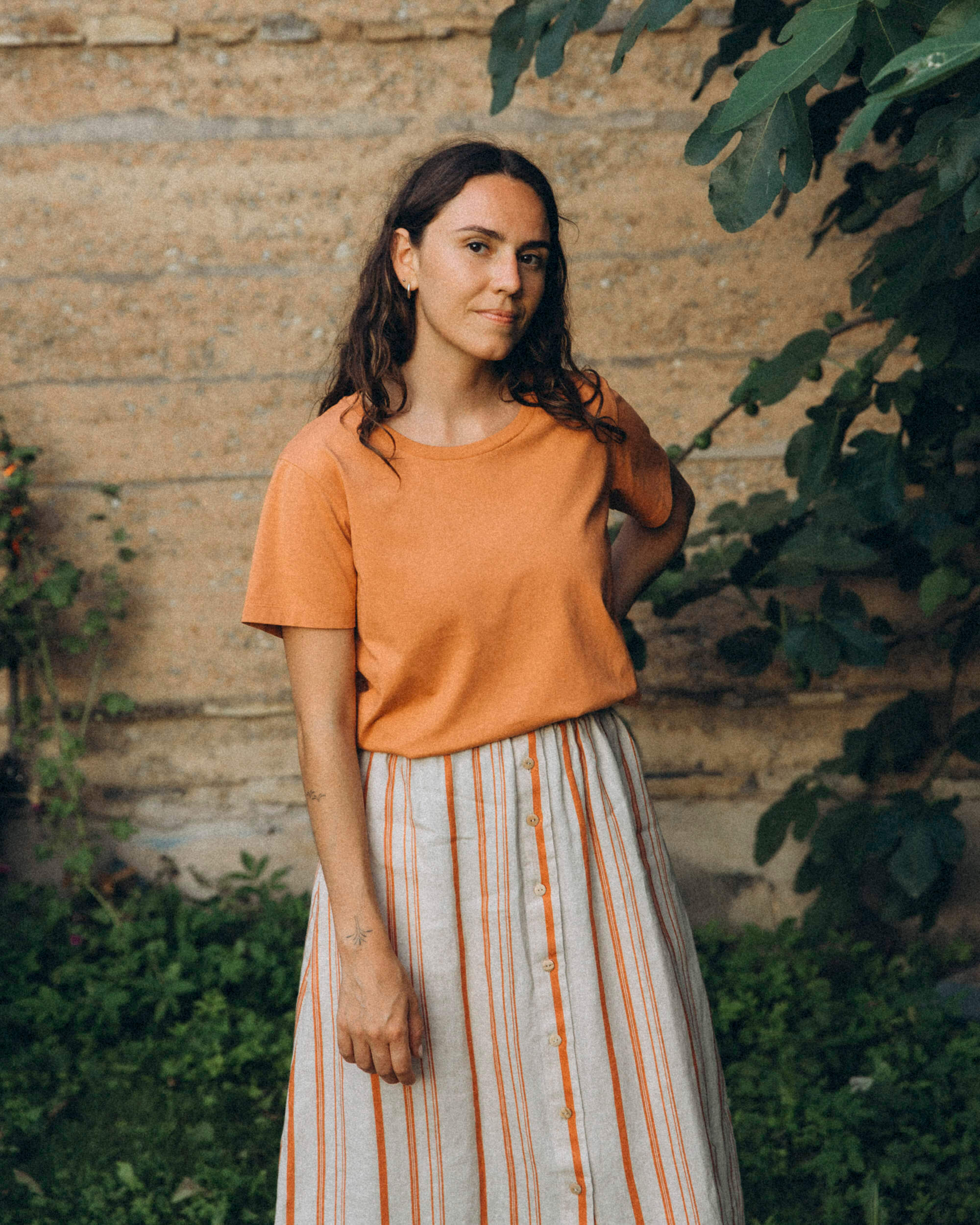 Gestreifter Rock aus 100% Leinen von Matona