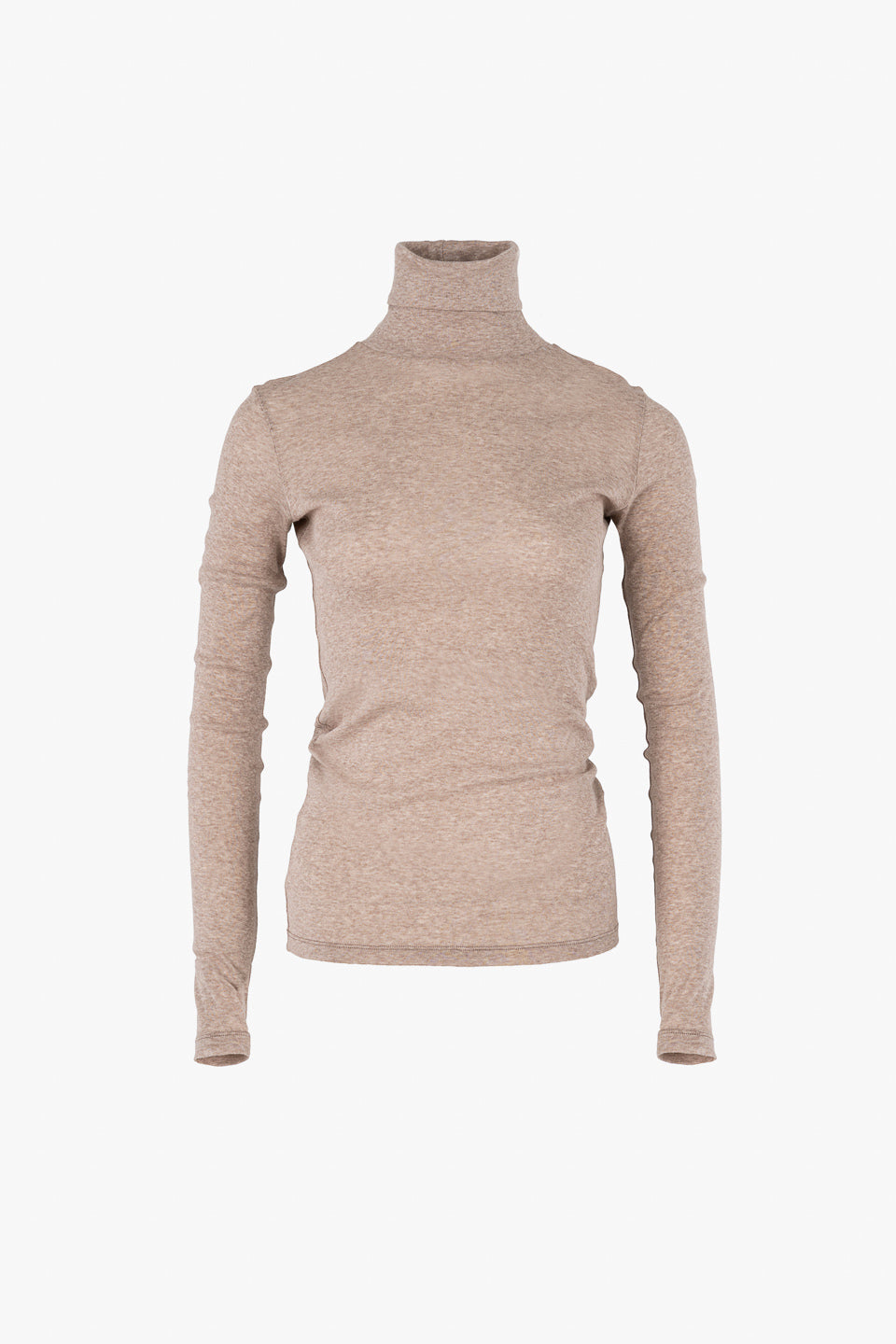 Beiges Langarmshirt mit Rollkragen aus 100% Bio-Baumwolle von Moya Kala