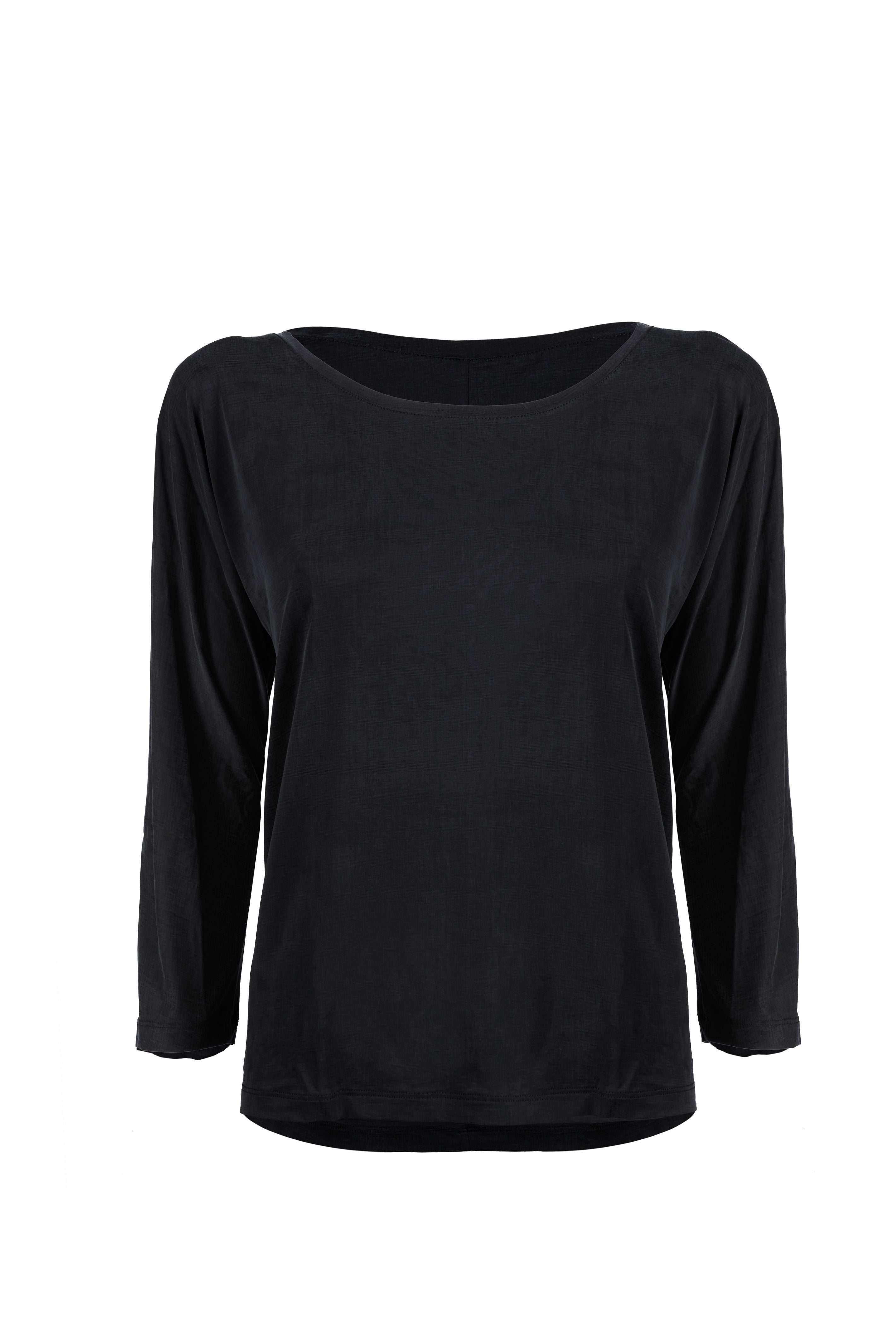 Black plain top made of cupro by MOYA KALA
