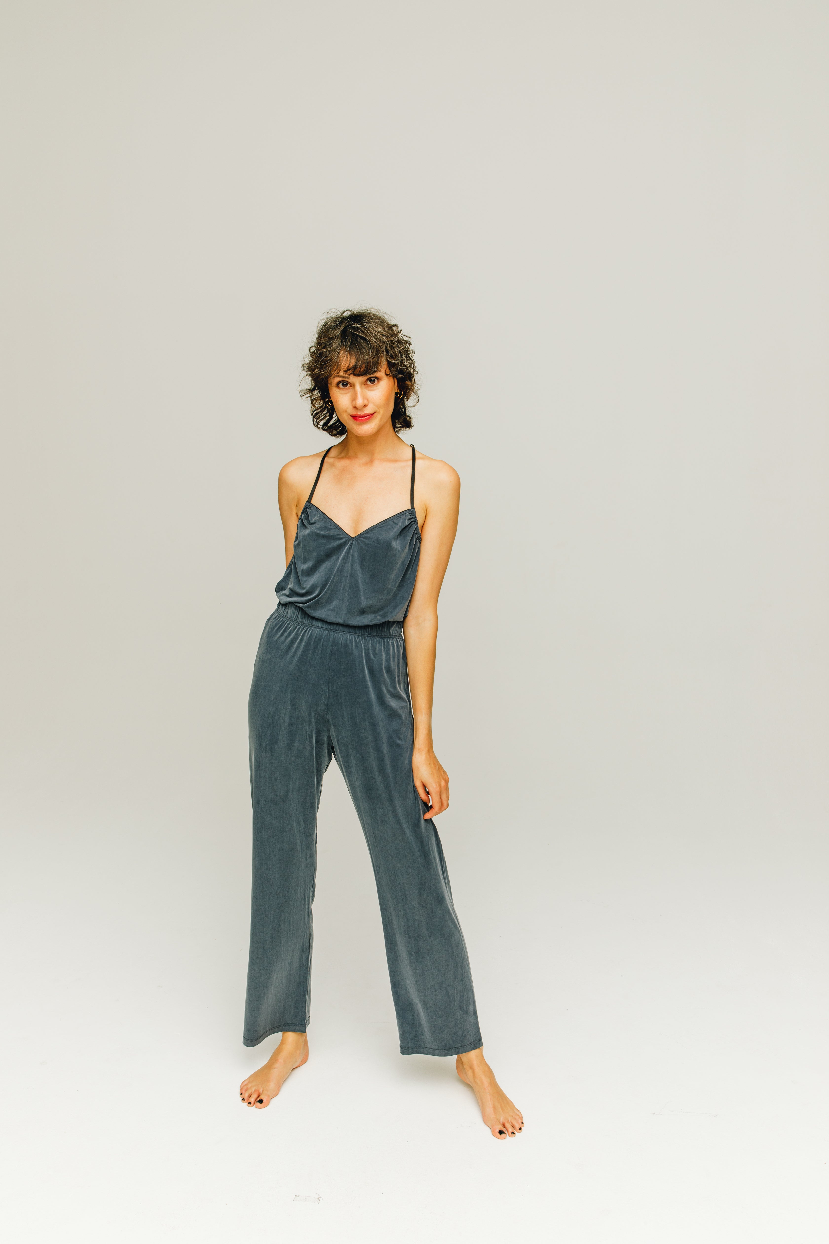 Haut à bretelles en cupro bleu de MOYA KALA