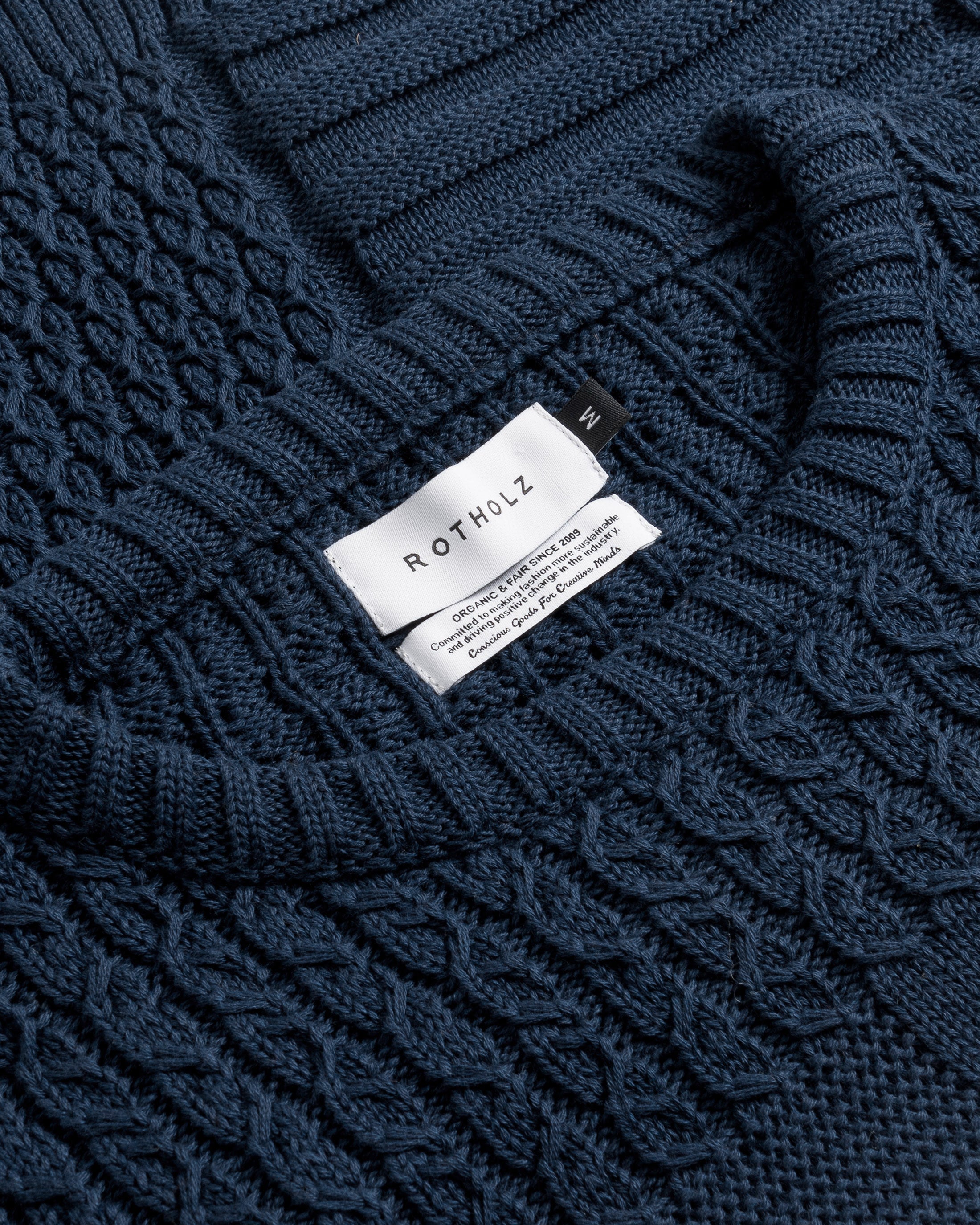 Dunkelblaues Strick-Sweatshirt Patchwork aus 100% Bio-Baumwolle von Rotholz