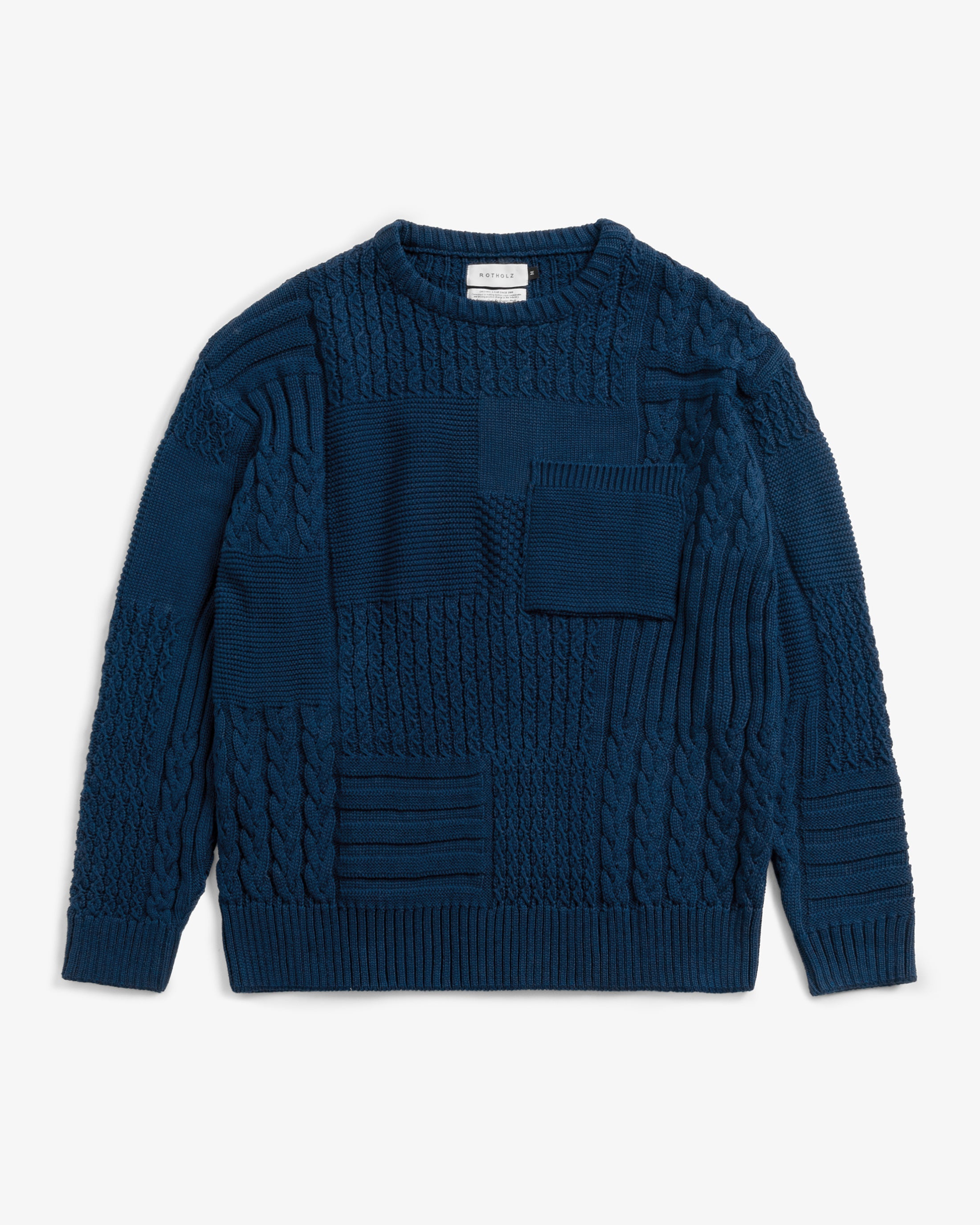 Dunkelblaues Strick-Sweatshirt Patchwork aus 100% Bio-Baumwolle von Rotholz
