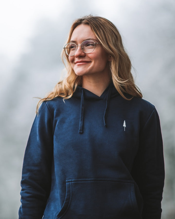 TreeHoodie Women Dark Navy made of organic cotton by NIKIN