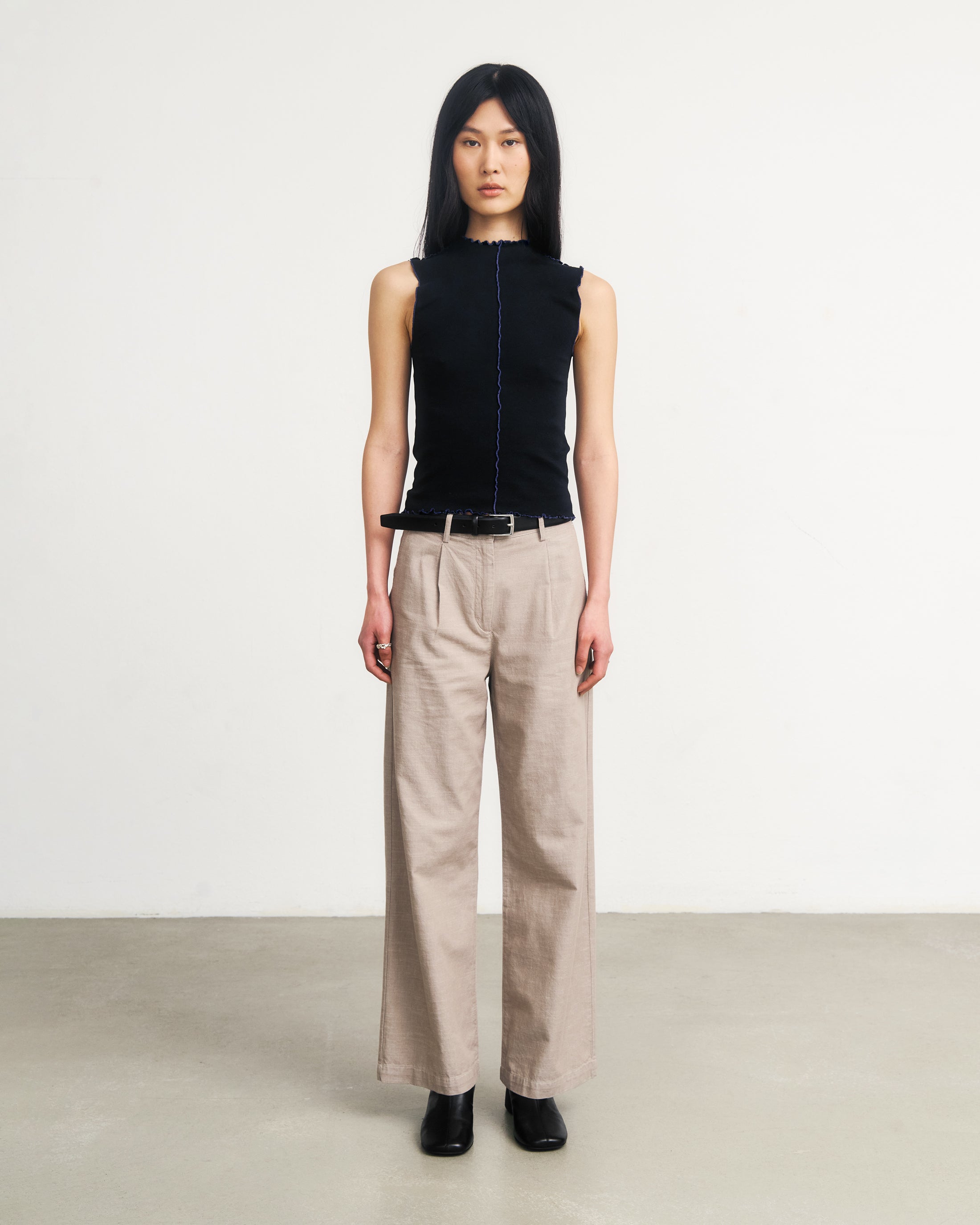 Rotholz Black Organic Cotton Pin-Tucked Top
