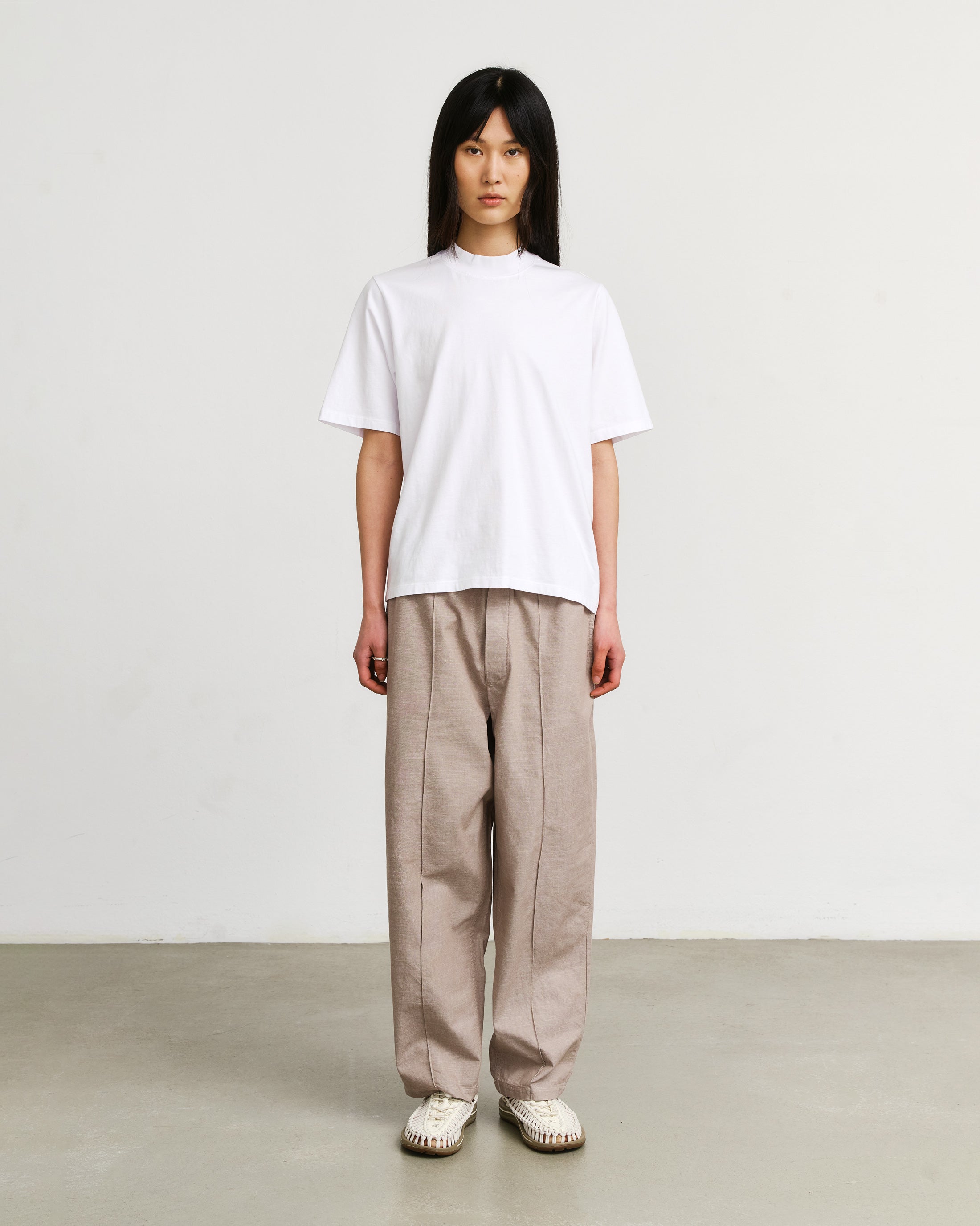 Rotholz beige organic cotton trousers
