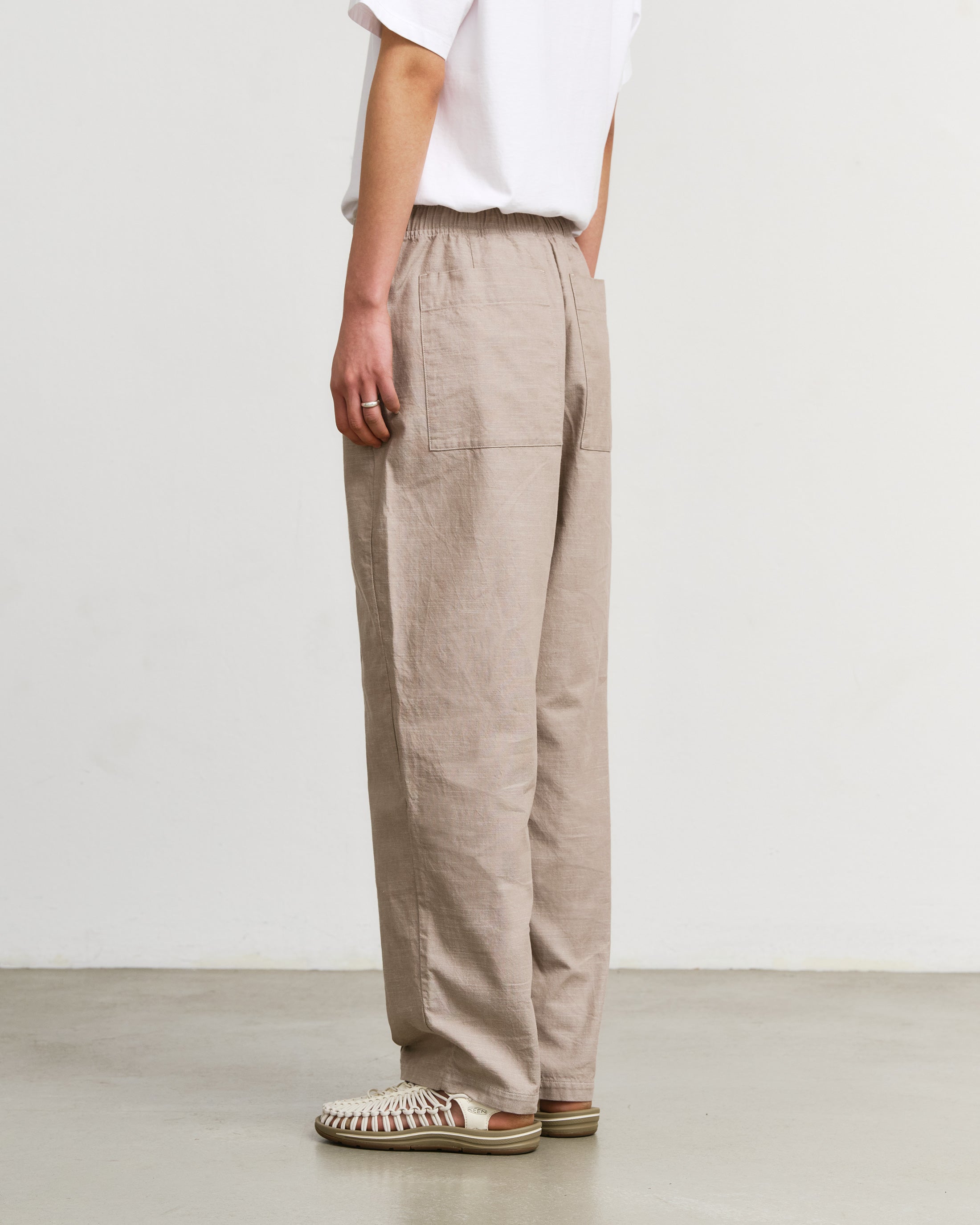 Rotholz beige organic cotton trousers