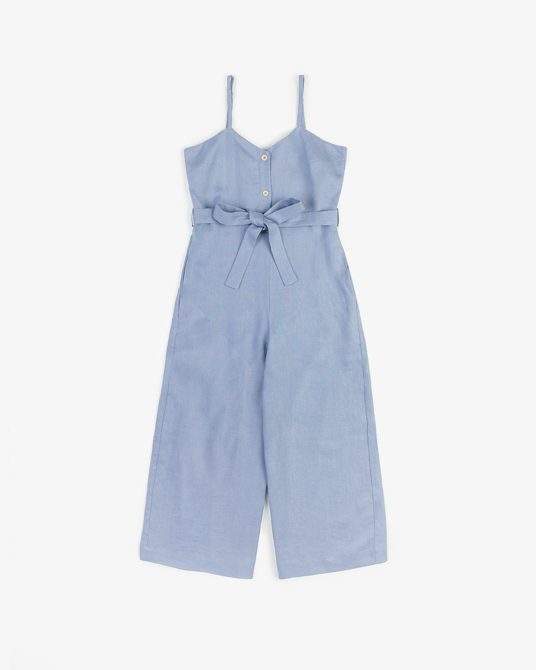 Hellblauer Jumpsuit aus Bio-Baumwolle & Leinen von Rotholz