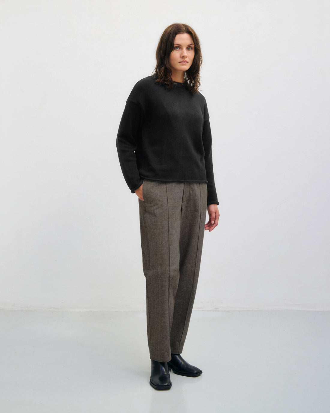 Schwarzer Strickpullover aus 100% Bio-Baumwolle von Rotholz