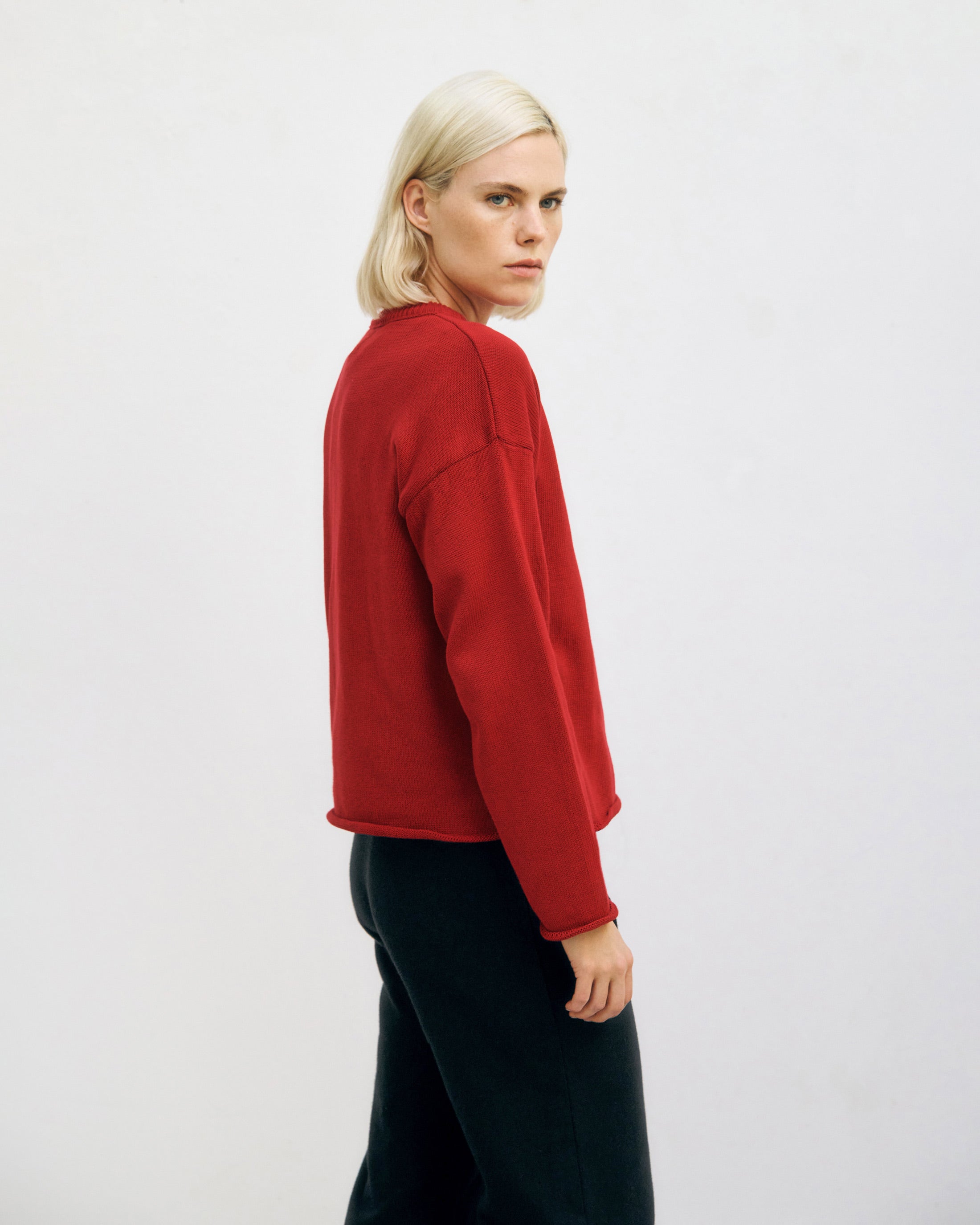 Roter Strickpullover aus 100% Bio-Baumwolle von Rotholz