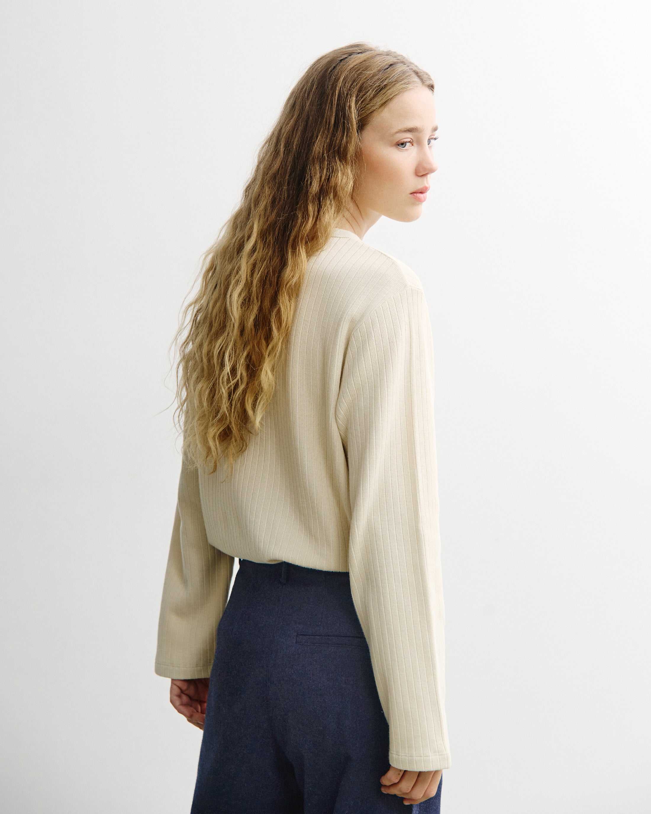 Helles Langarmshirt Oversize aus Bio-Baumwolle von Rotholz