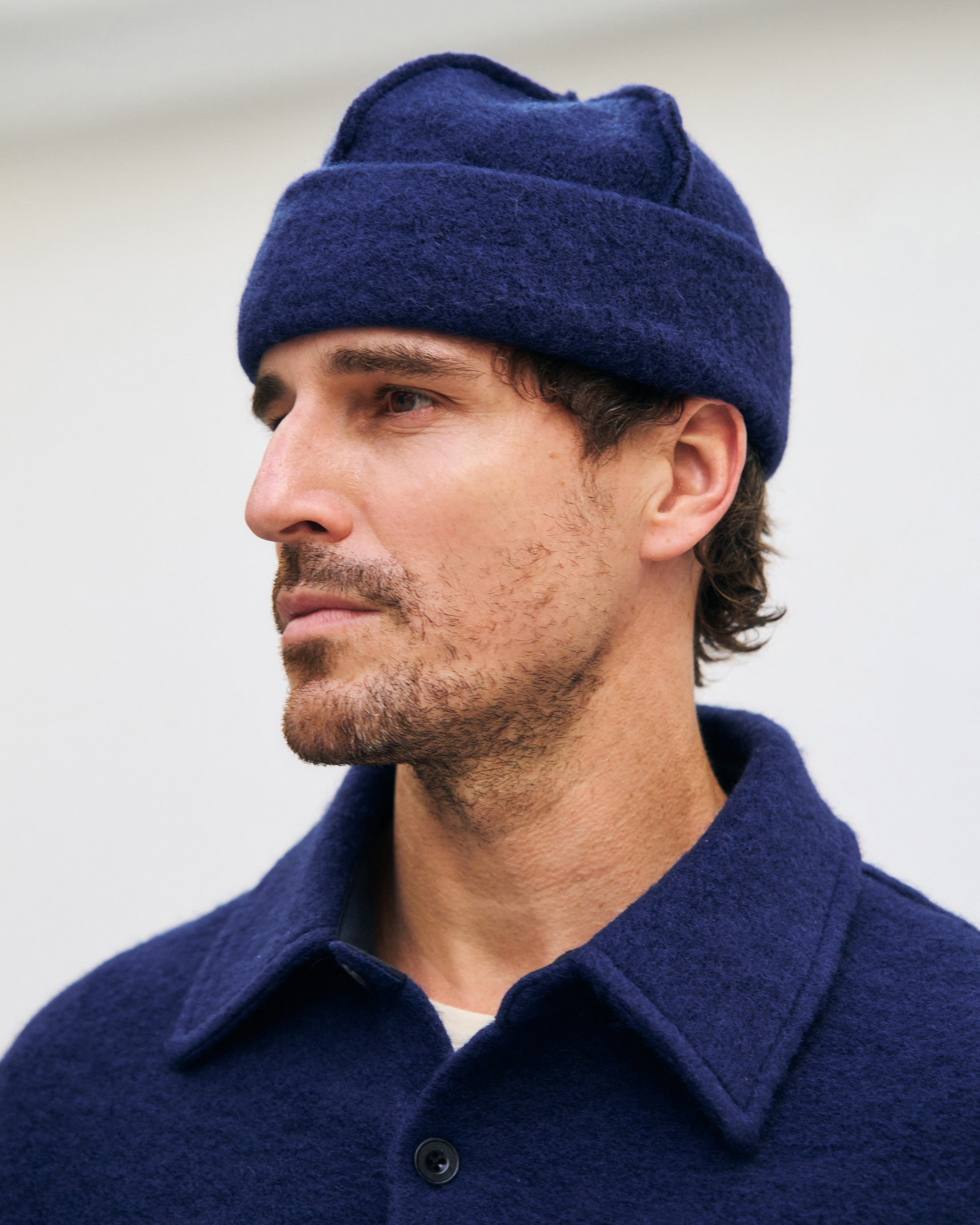 Dunkelblaues Schweres Overshirt aus Bio-Wollmischung von Rotholz