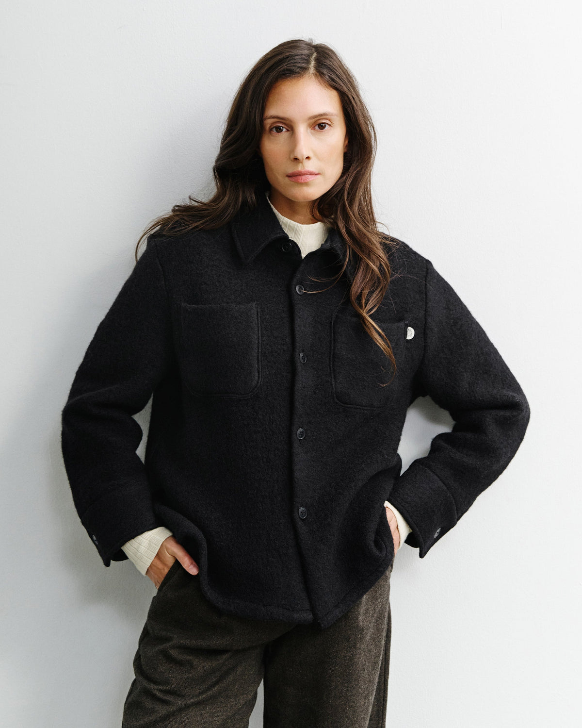 Schwarzes Hemd Overshirt aus Bio-Wolle von Rotholz