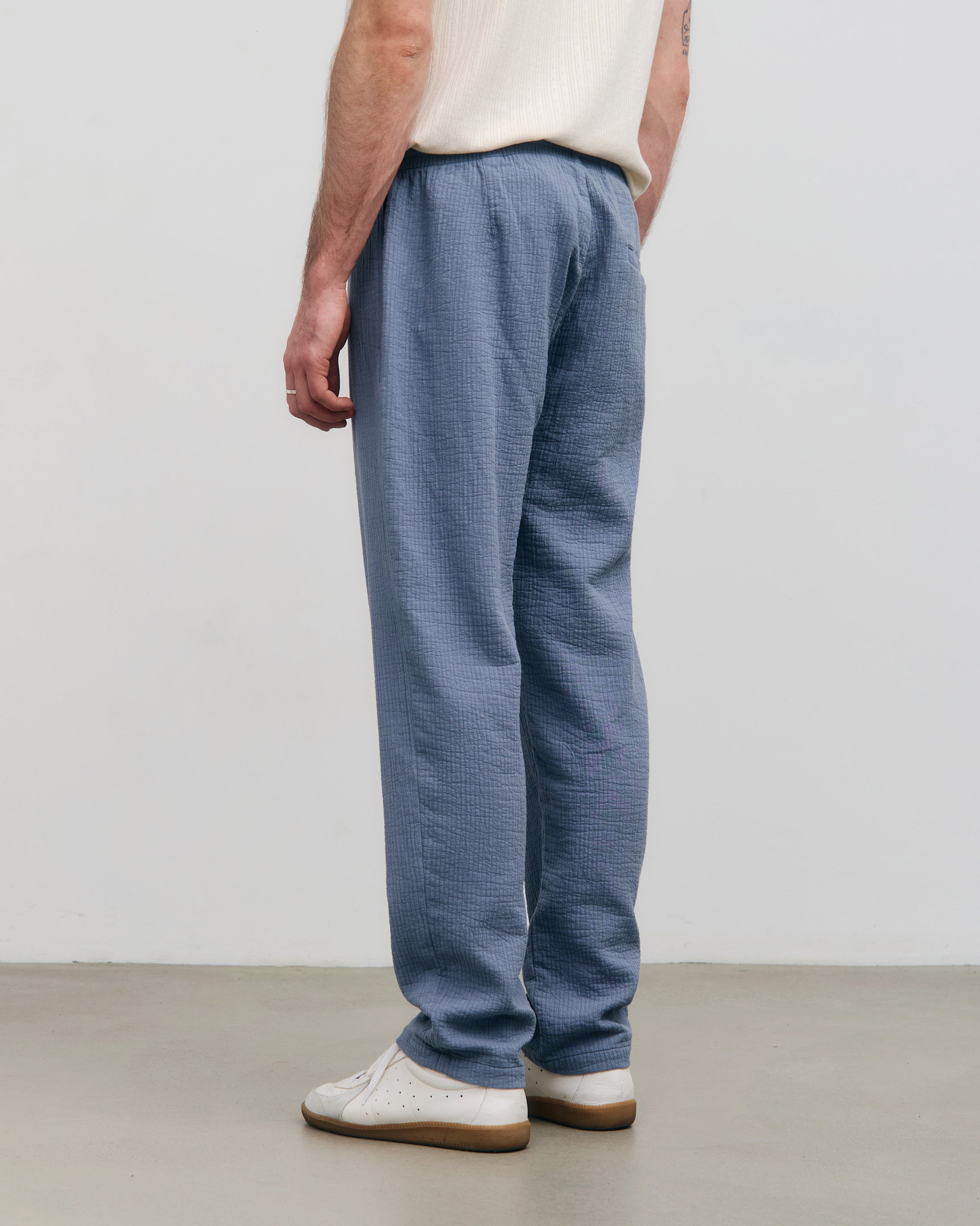 Pinstripe Trousers Organic Cotton - Light Blue