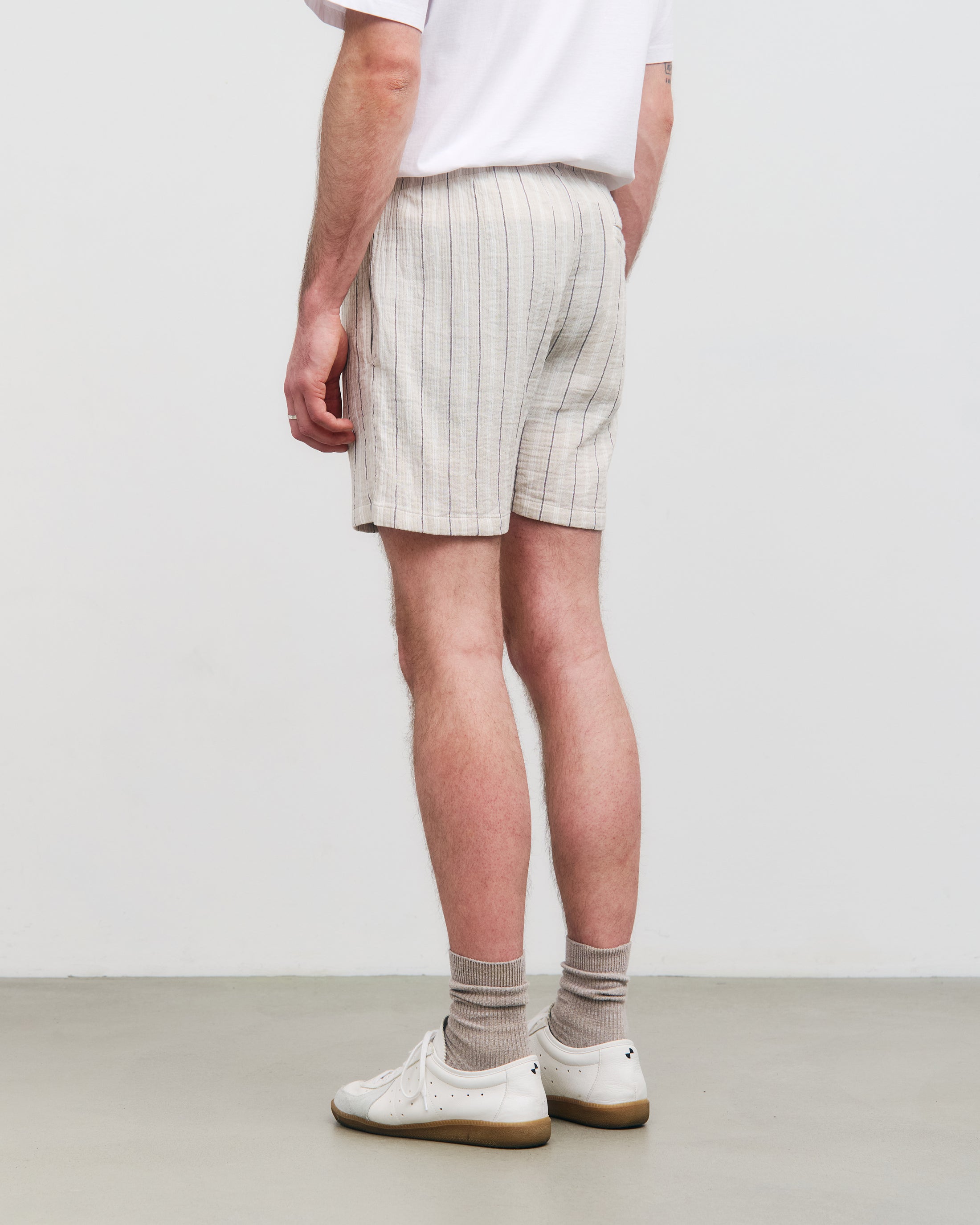 Rotholz Organic Cotton Striped Muslin Shorts