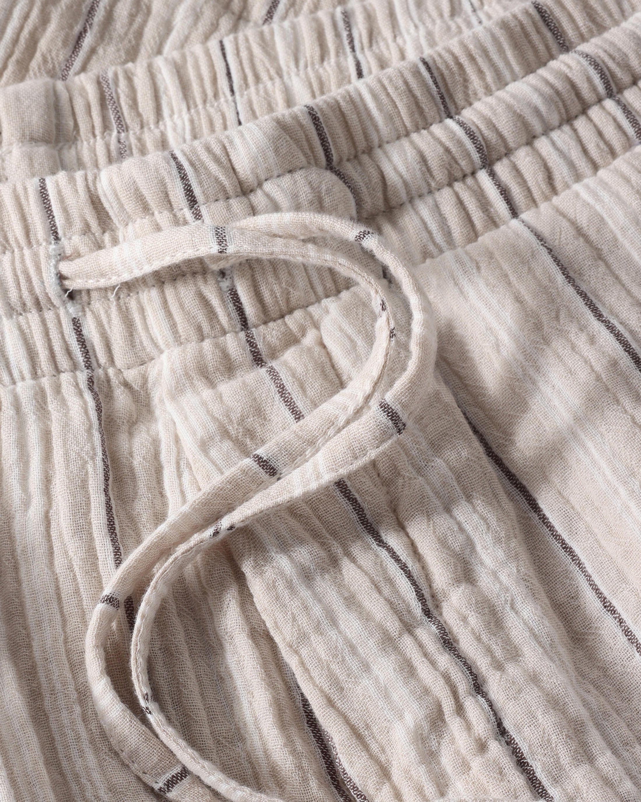 Rotholz Organic Cotton Striped Muslin Shorts