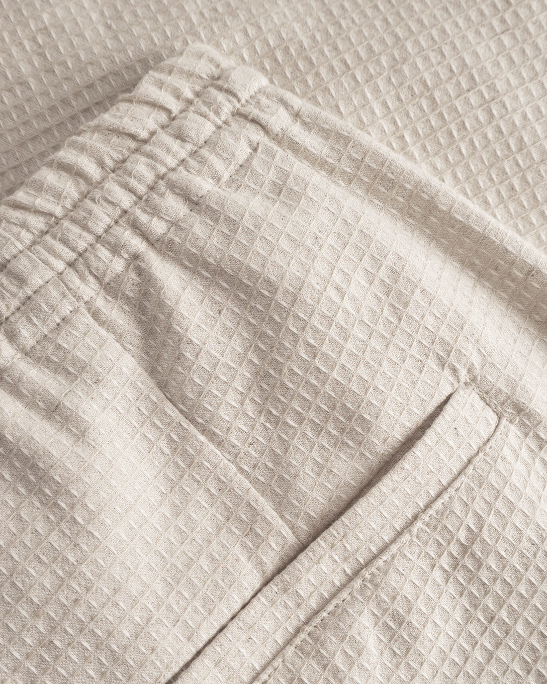 Beige waffle pants made from 100% organic cotton by Rotholz