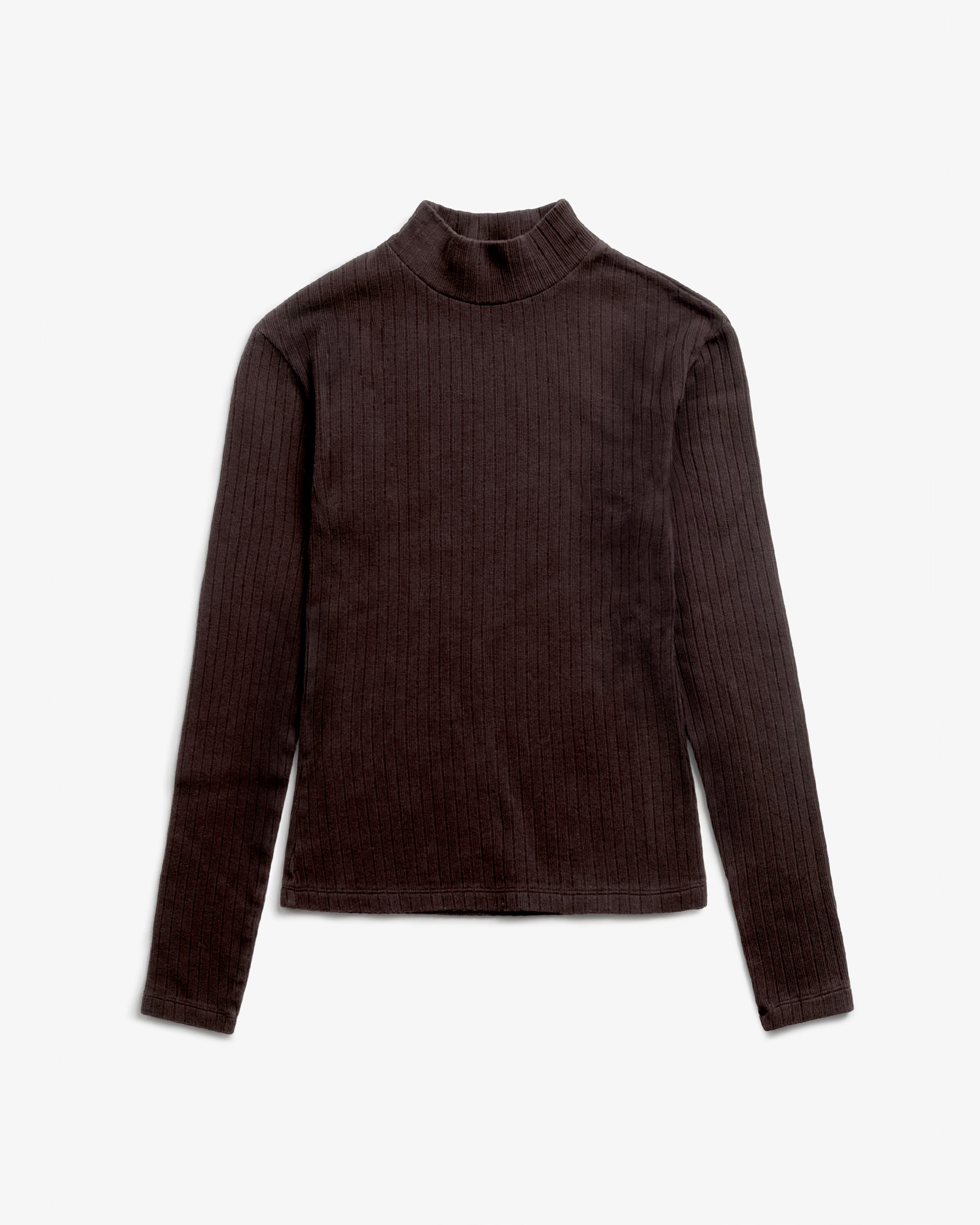 Braunes Langarmshirt Mockneck aus Bio-Baumwolle von Rotholz
