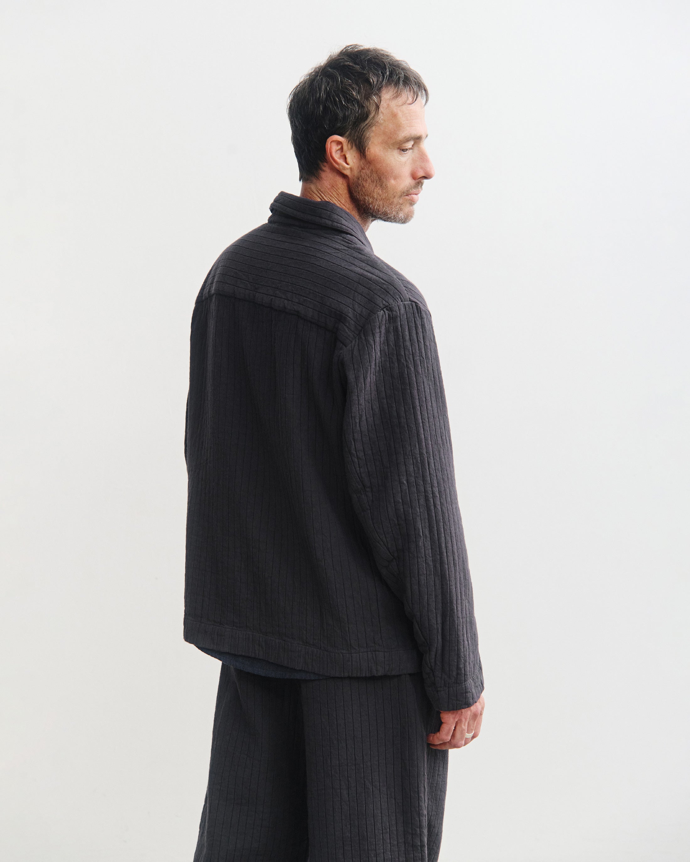 Dunkelgraue Jacke Workwear gerippt aus Bio-Baumwolle von Rotholz