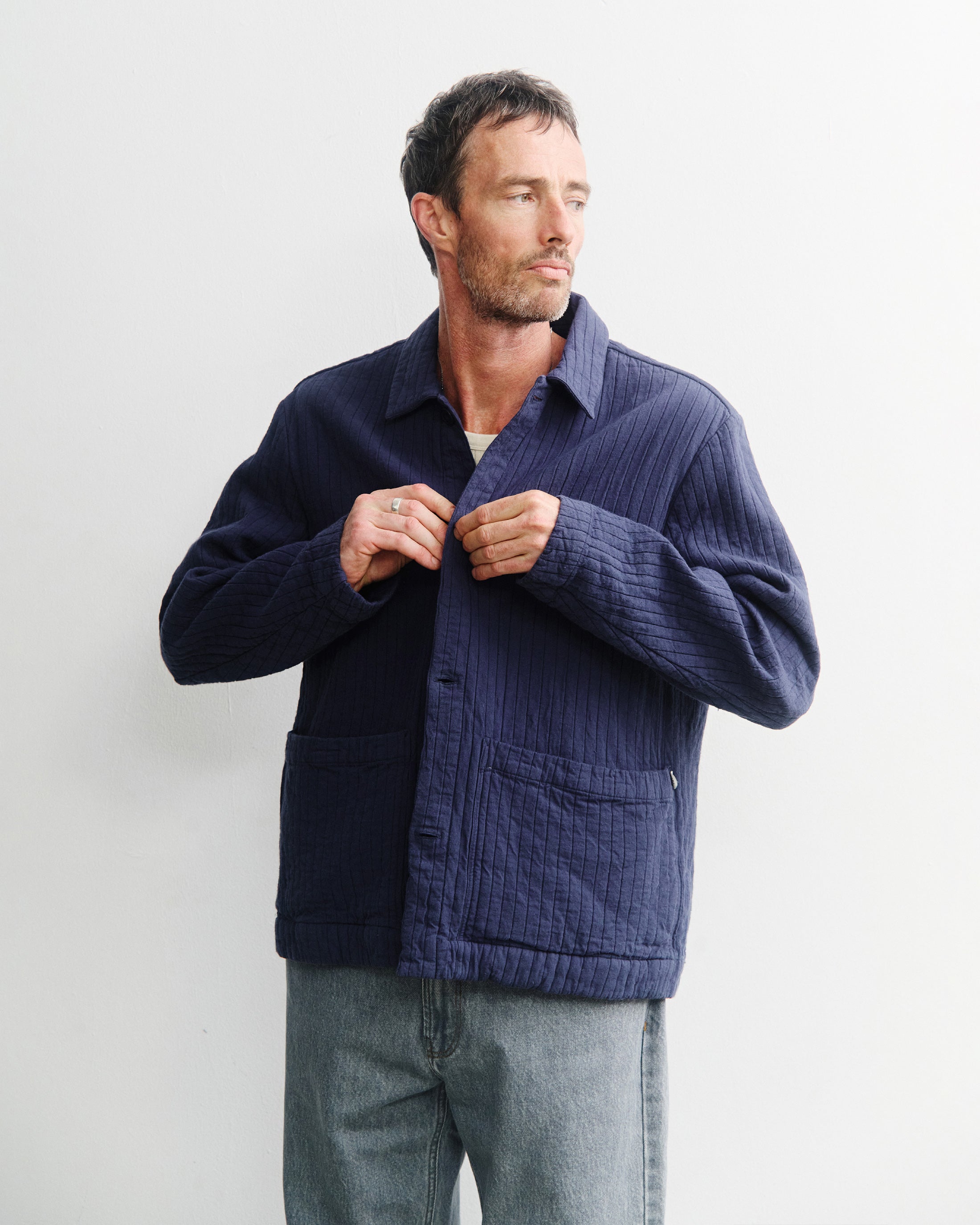 Blaue Jacke Workwear aus Bio-Baumwolle von Rotholz
