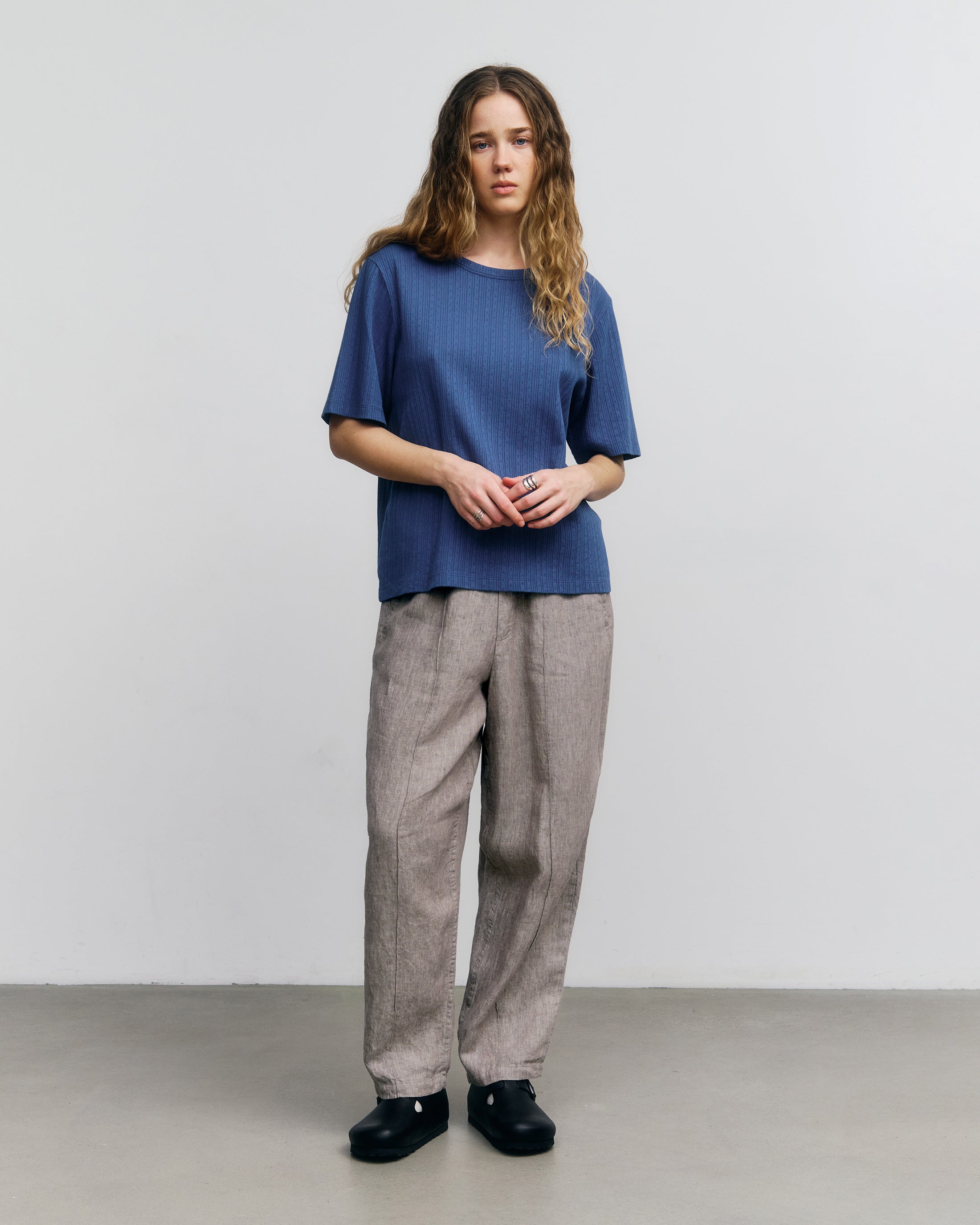 Blaue geripptes T-Shirt aus Bio-Baumwolle von Rotholz