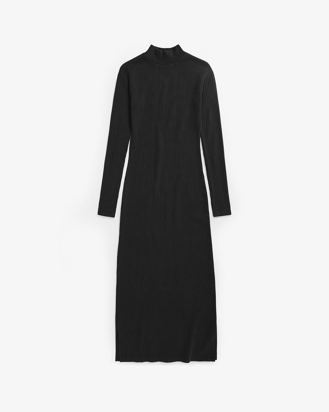 Black ribbed dress made from 100% organic cotton by Rotholz