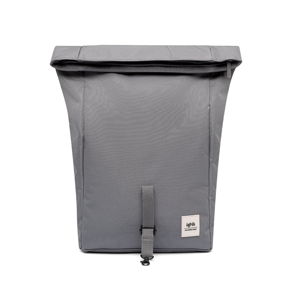 Grauer Rucksack Roll Mini (12l) aus recycelten PET-Plastikflaschen von Lefrik