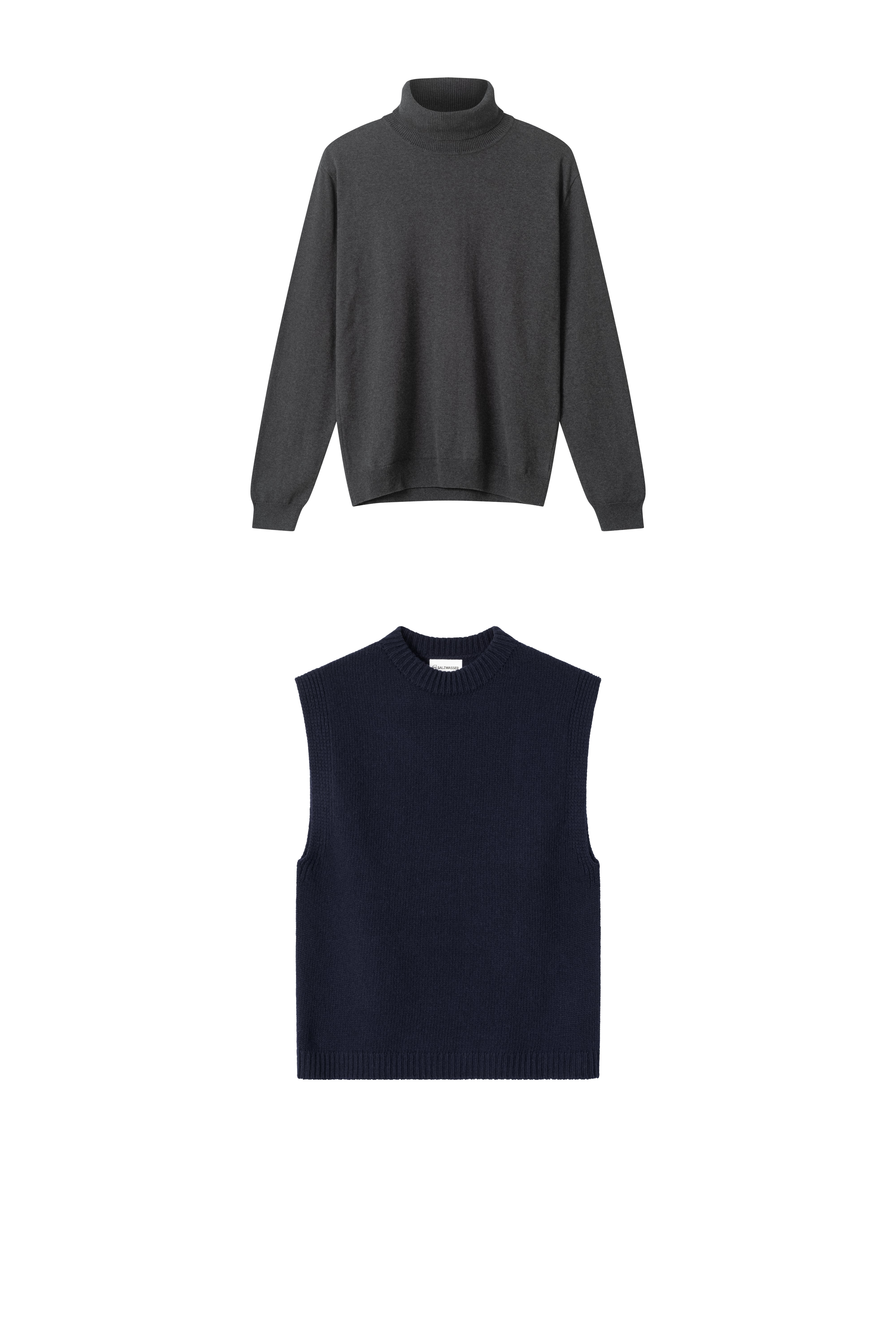 Set of wool sweater Vesterbro made of 100% merino wool & turtleneck sweater Aaron made of organic cotton by Salzwasser