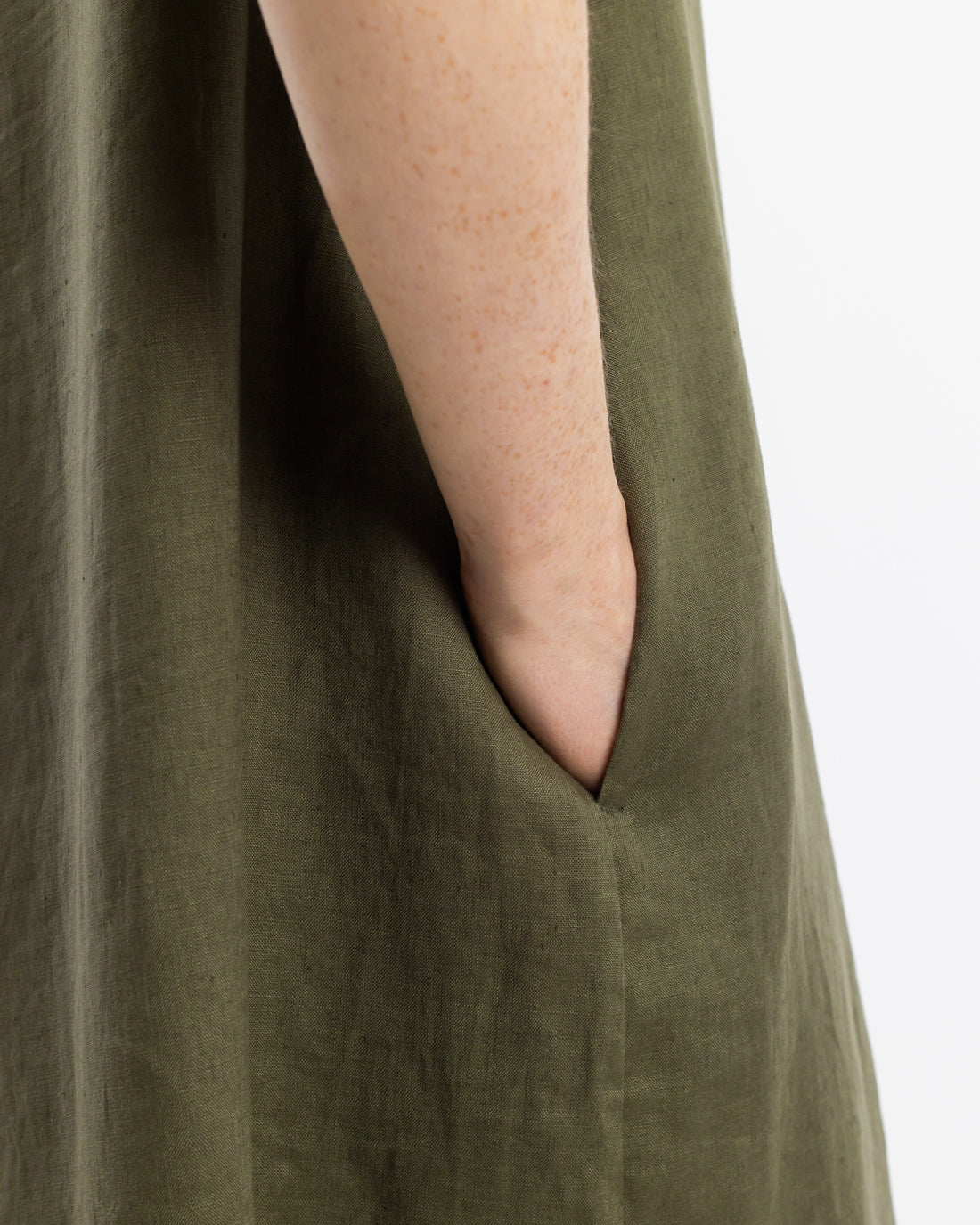 Grünes Kleid Kaftan aus Bio-Baumwolle & Leinen von Rotholz